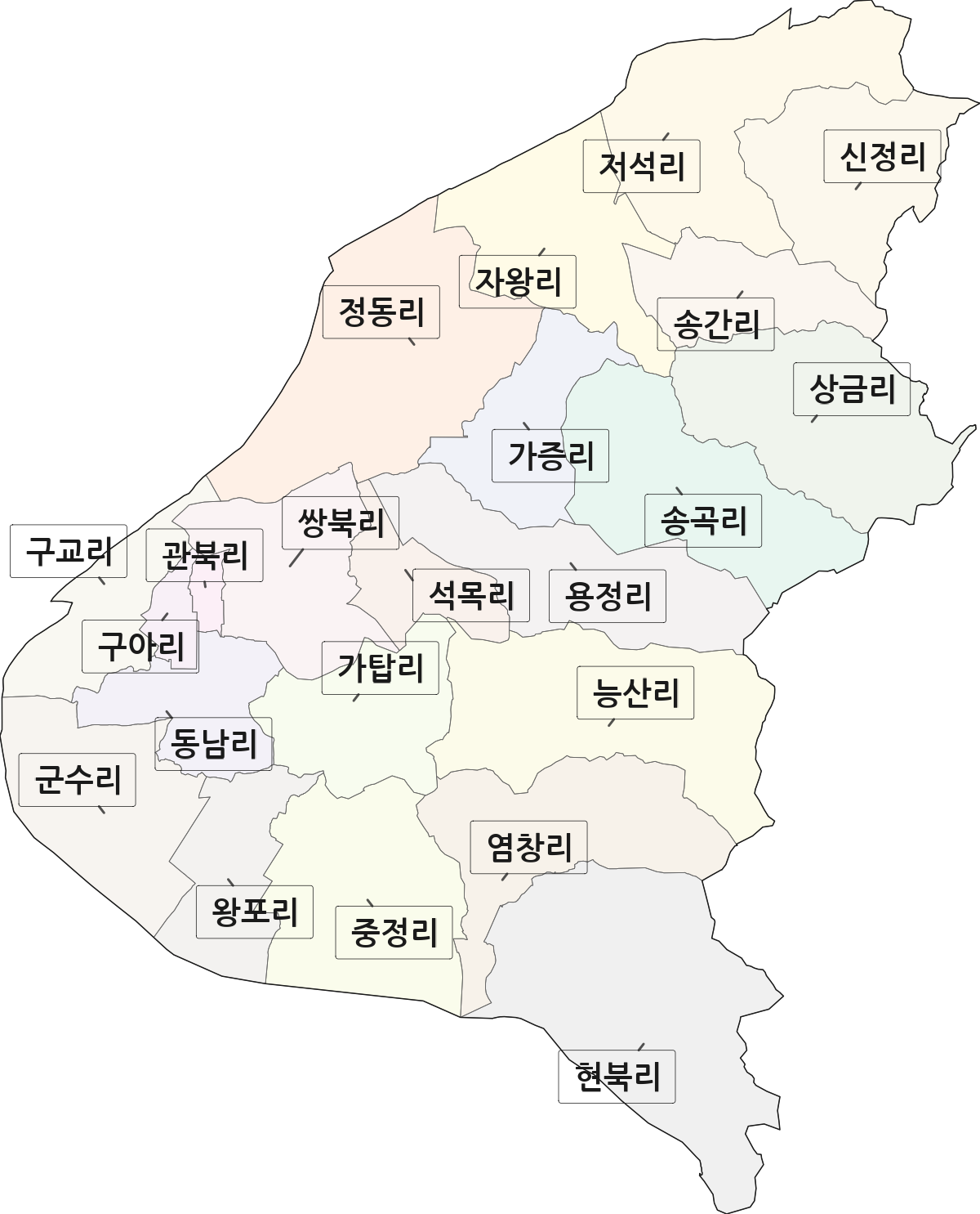충청남도 부여군 부여읍 법정동 리 구분 행정구역 경계 지도