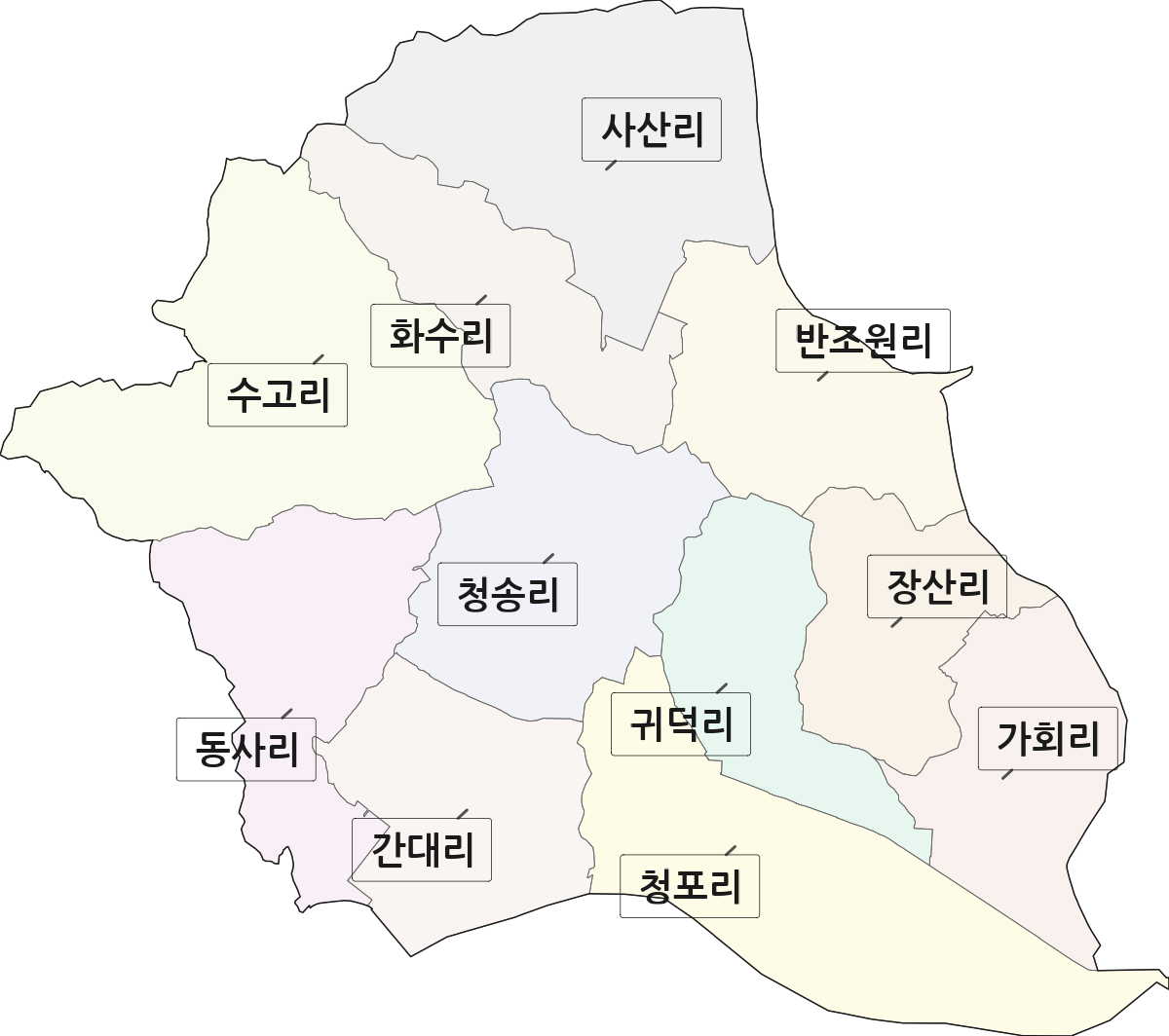 충청남도 부여군 세도면 법정동 리 구분 행정구역 경계 지도