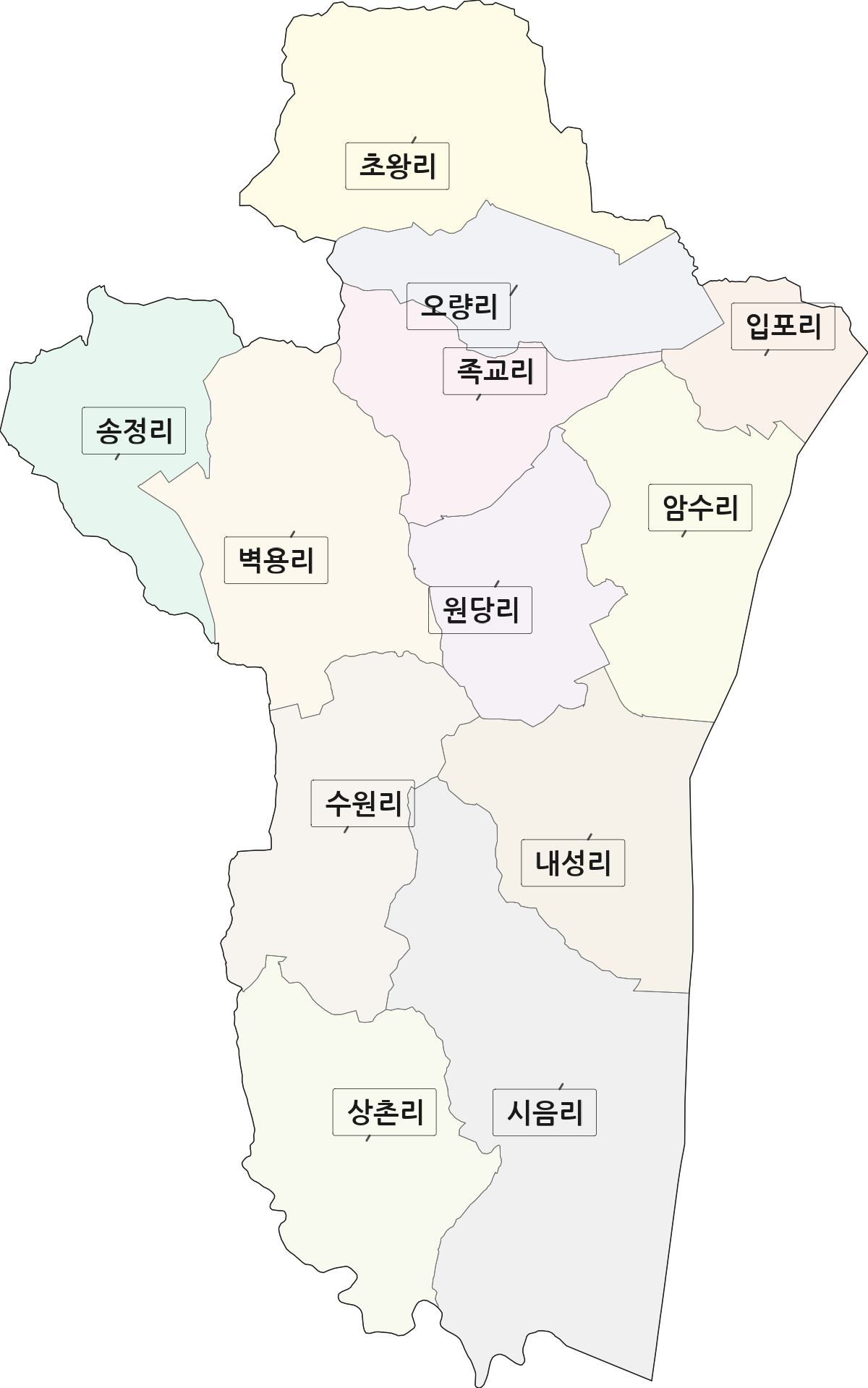 충청남도 부여군 양화면 법정동 리 구분 행정구역 경계 지도