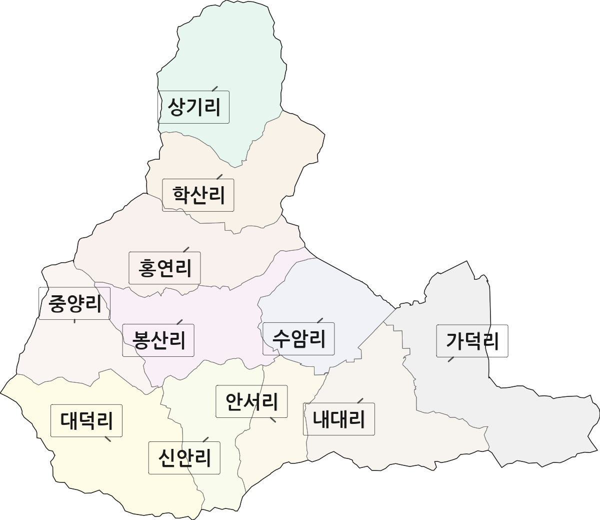 충청남도 부여군 옥산면 법정동 리 구분 행정구역 경계 지도