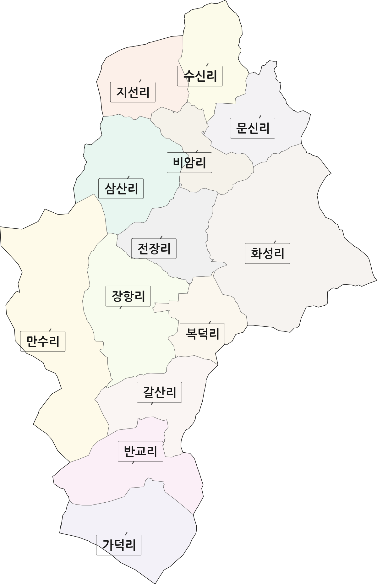 충청남도 부여군 외산면 법정동 리 구분 행정구역 경계 지도