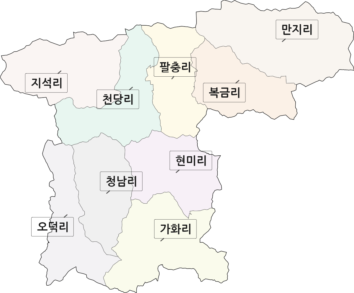 충청남도 부여군 충화면 법정동 리 구분 행정구역 경계 지도