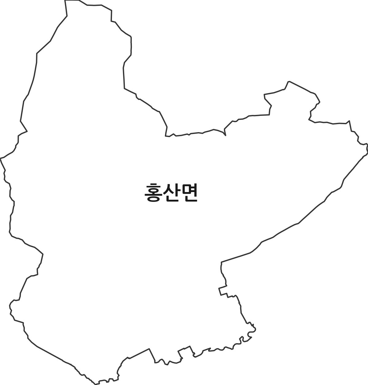 충청남도 부여군 홍산면 법정동 행정구역 경계 지도
