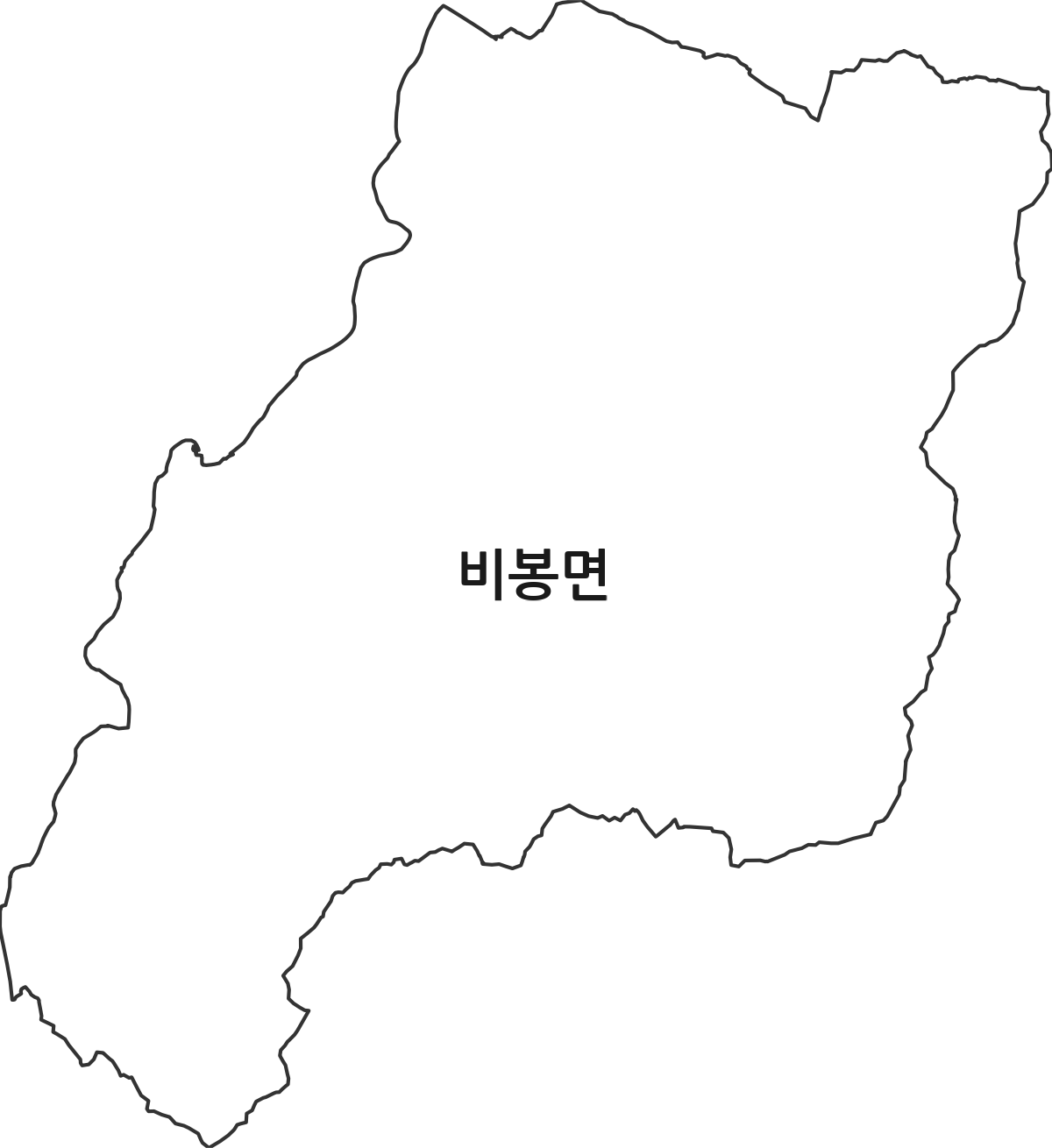 충청남도 청양군 비봉면 행정동 행정구역 경계 지도