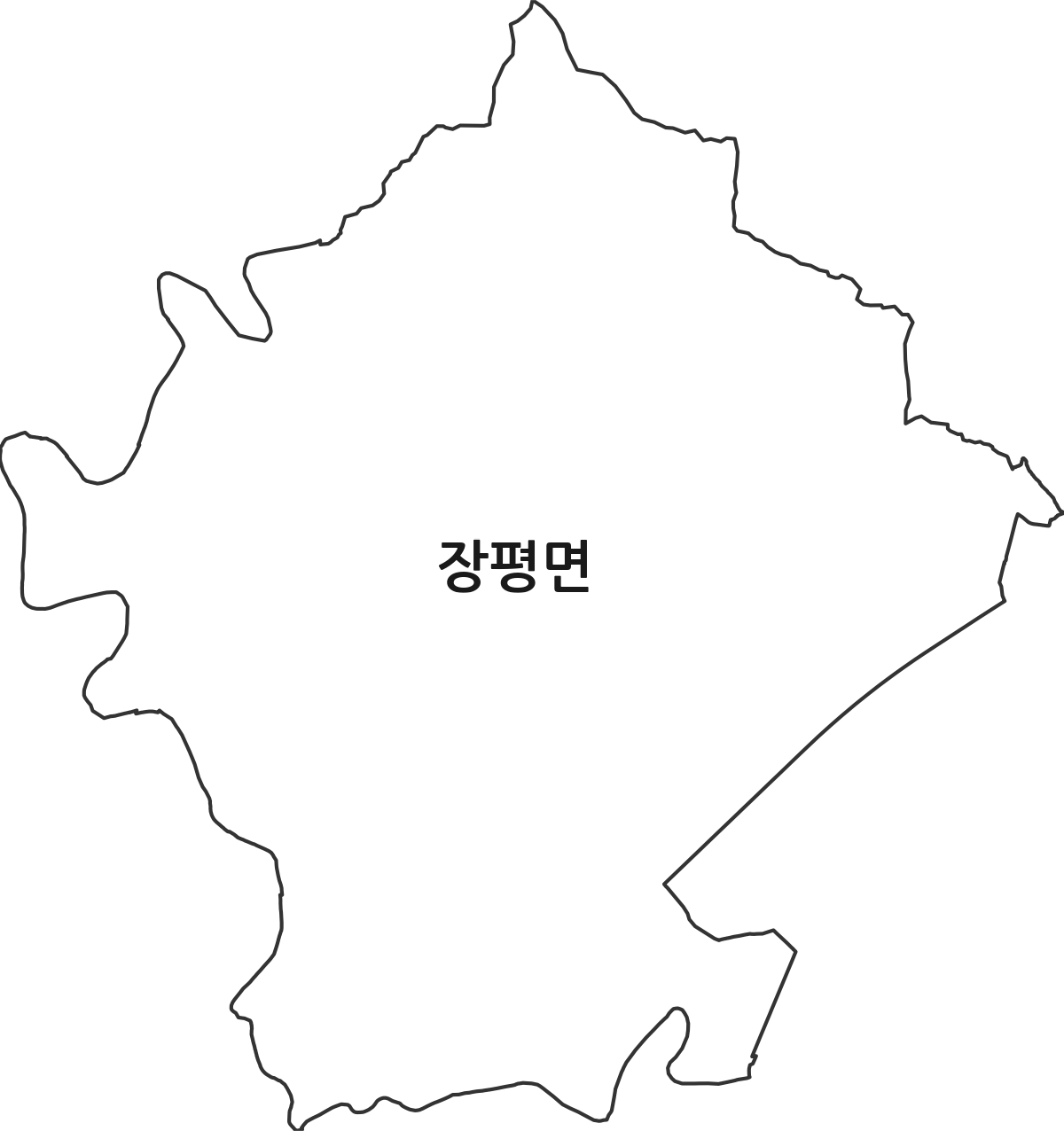 충청남도 청양군 장평면 행정동 행정구역 경계 지도