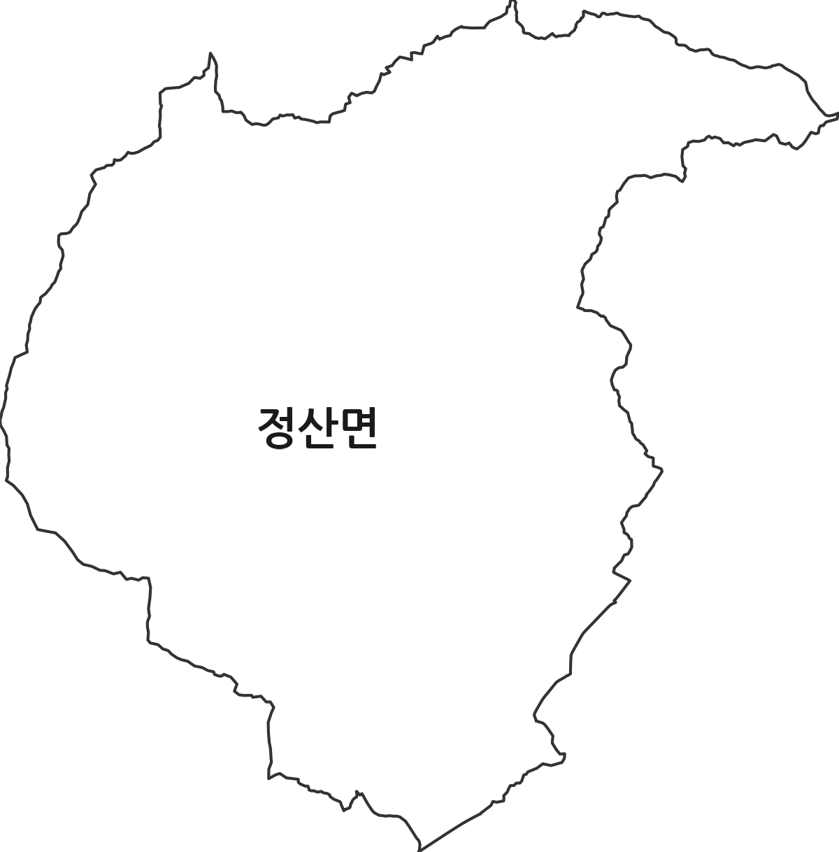 충청남도 청양군 정산면 행정동 행정구역 경계 지도