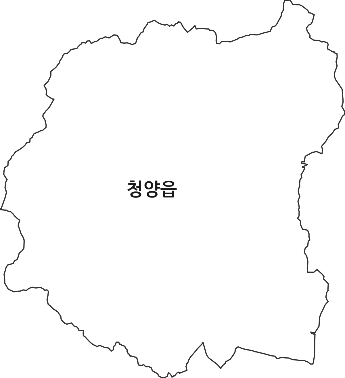 충청남도 청양군 청양읍 행정동 행정구역 경계 지도