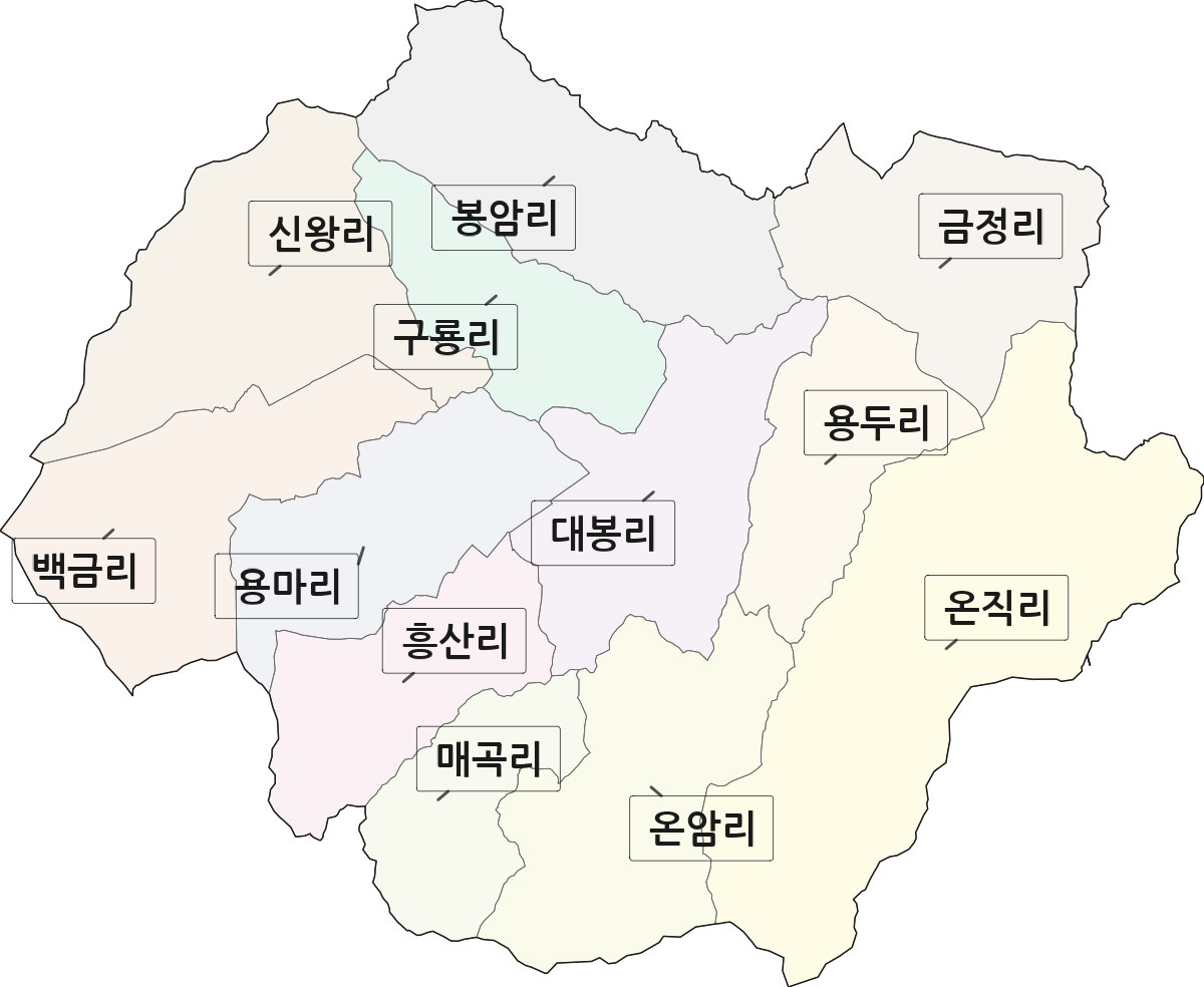 충청남도 청양군 남양면 법정동 리 구분 행정구역 경계 지도