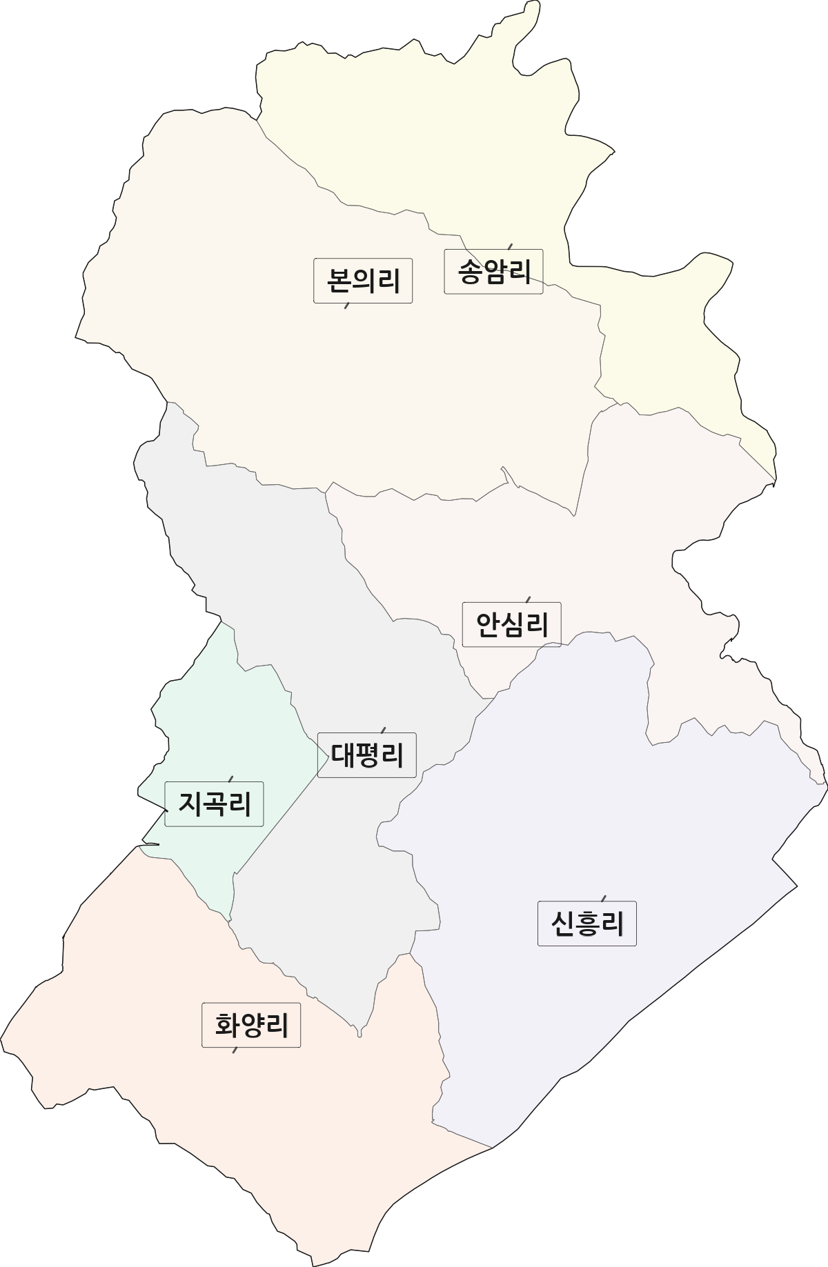 충청남도 청양군 목면 법정동 리 구분 행정구역 경계 지도