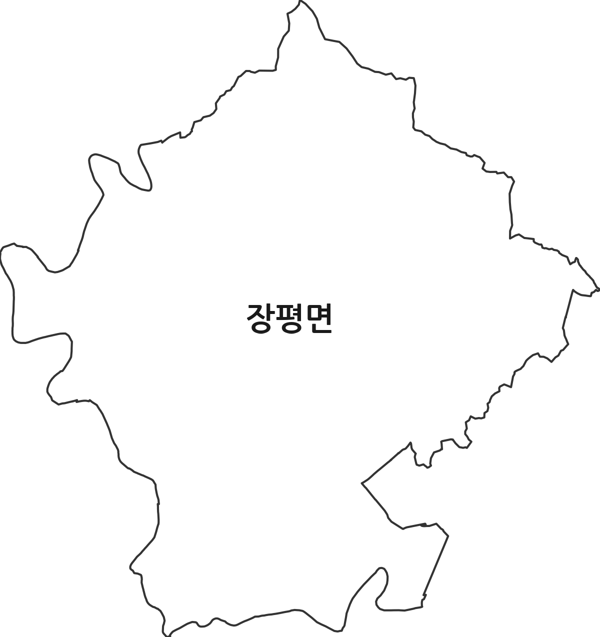 충청남도 청양군 장평면 법정동 행정구역 경계 지도