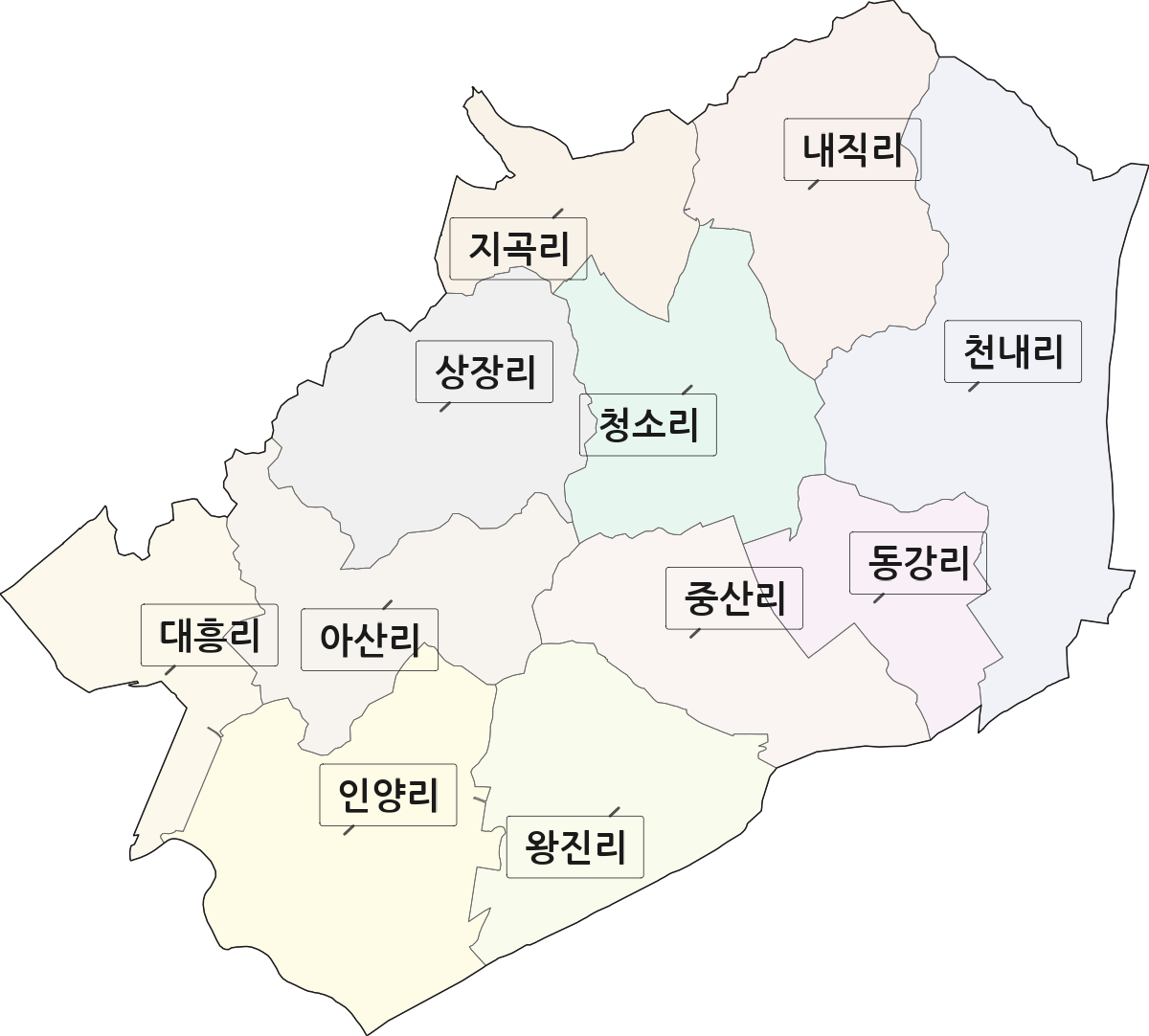 충청남도 청양군 청남면 법정동 리 구분 행정구역 경계 지도