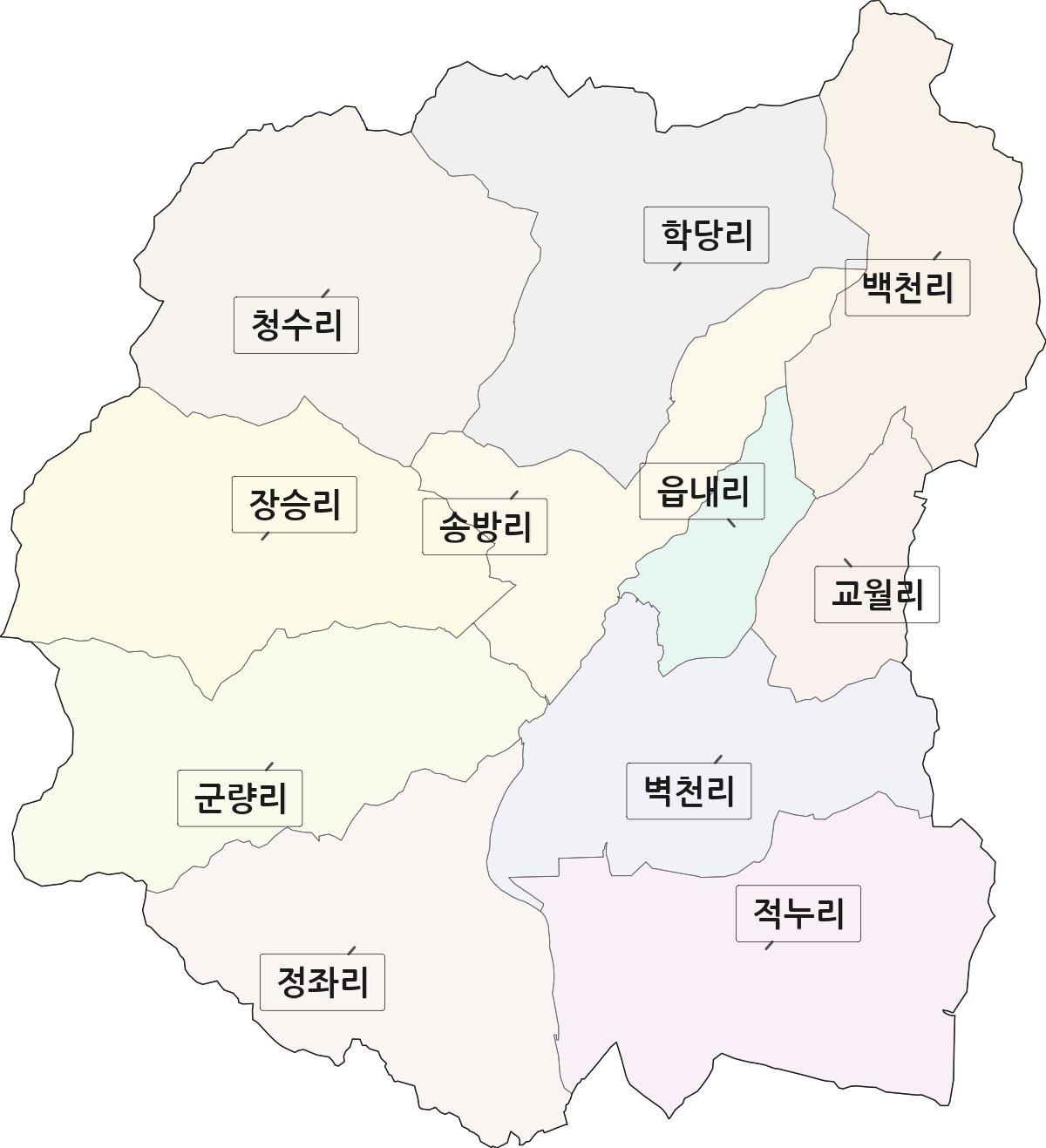 충청남도 청양군 청양읍 법정동 리 구분 행정구역 경계 지도