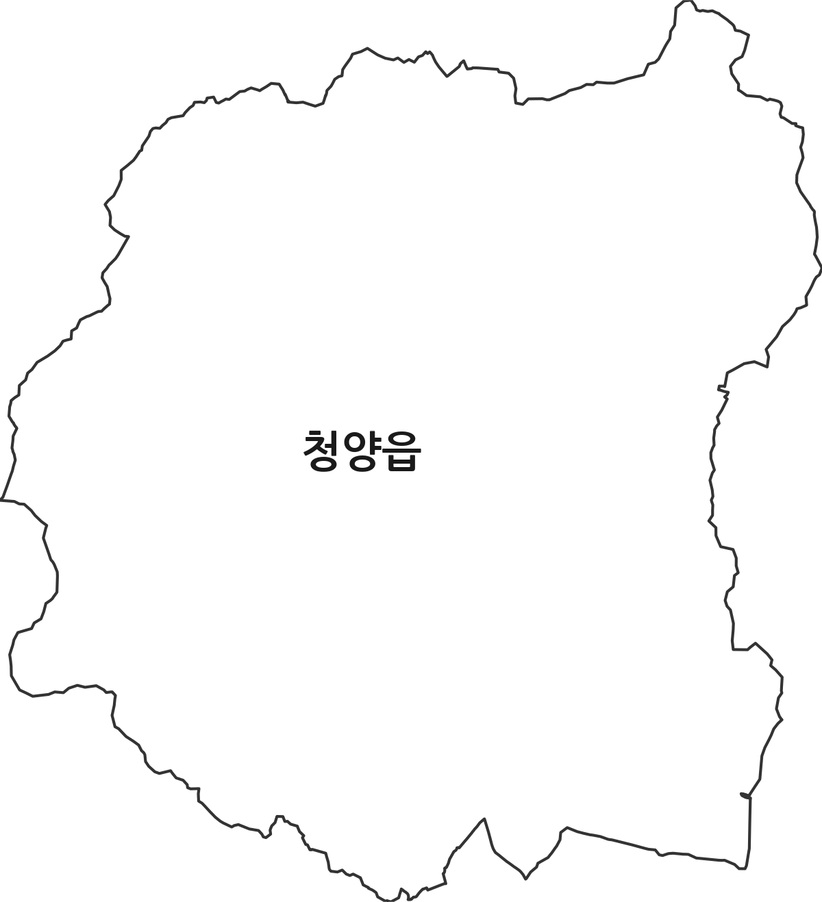 충청남도 청양군 청양읍 법정동 행정구역 경계 지도