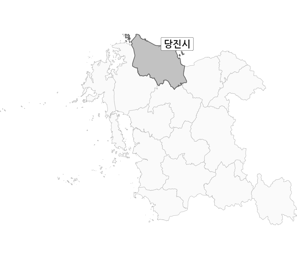 충청남도 범위 내 당진시 행정구역 경계 지도