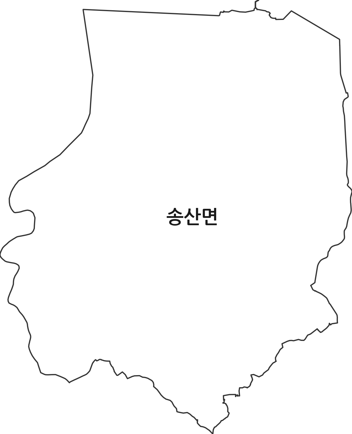 충청남도 당진시 송산면 행정동 행정구역 경계 지도