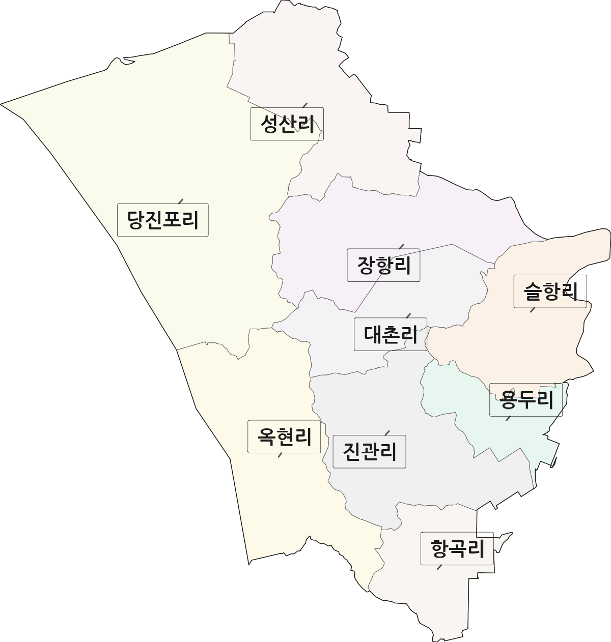 충청남도 당진시 고대면 법정동 리 구분 행정구역 경계 지도