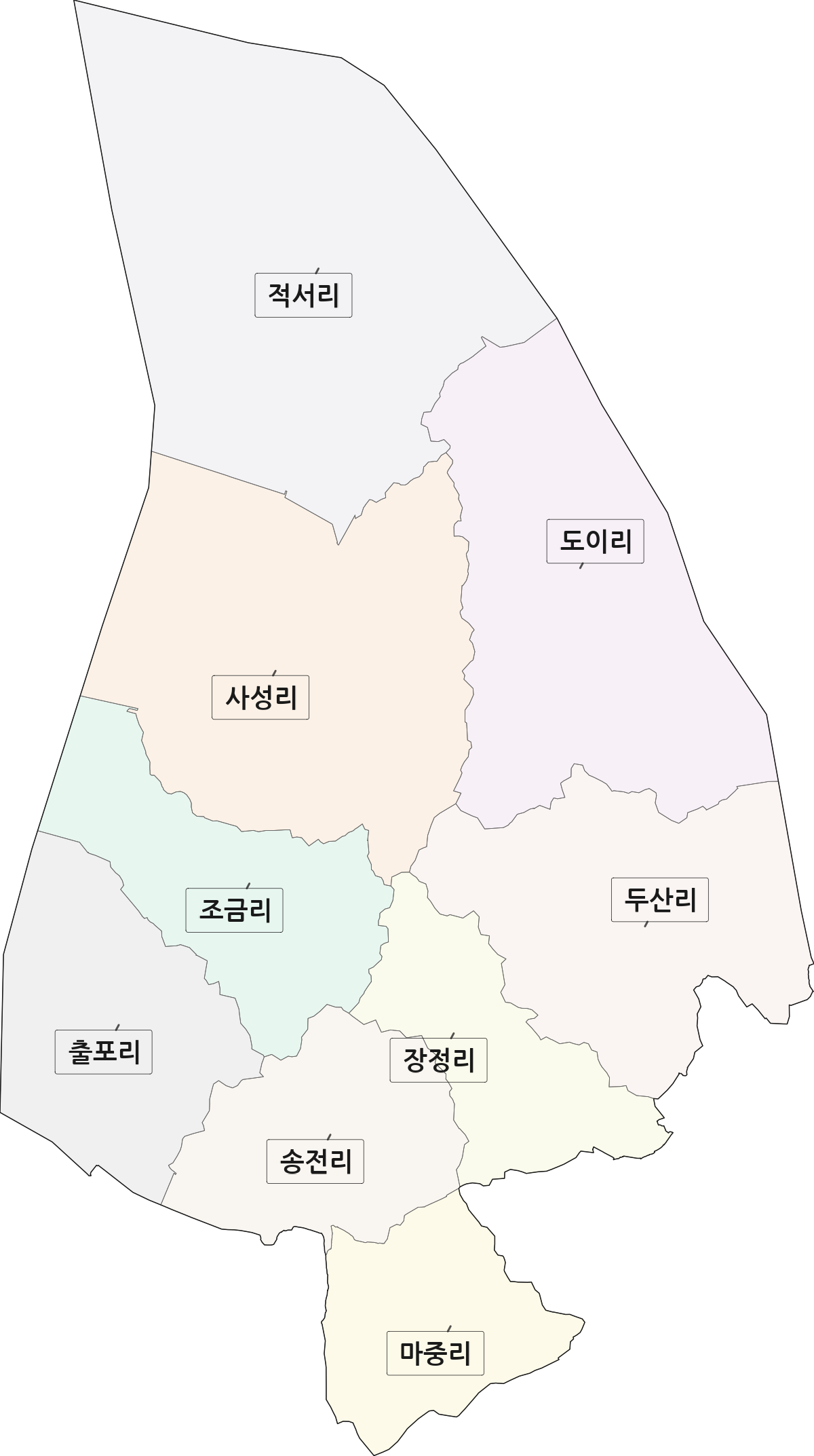 충청남도 당진시 대호지면 법정동 리 구분 행정구역 경계 지도