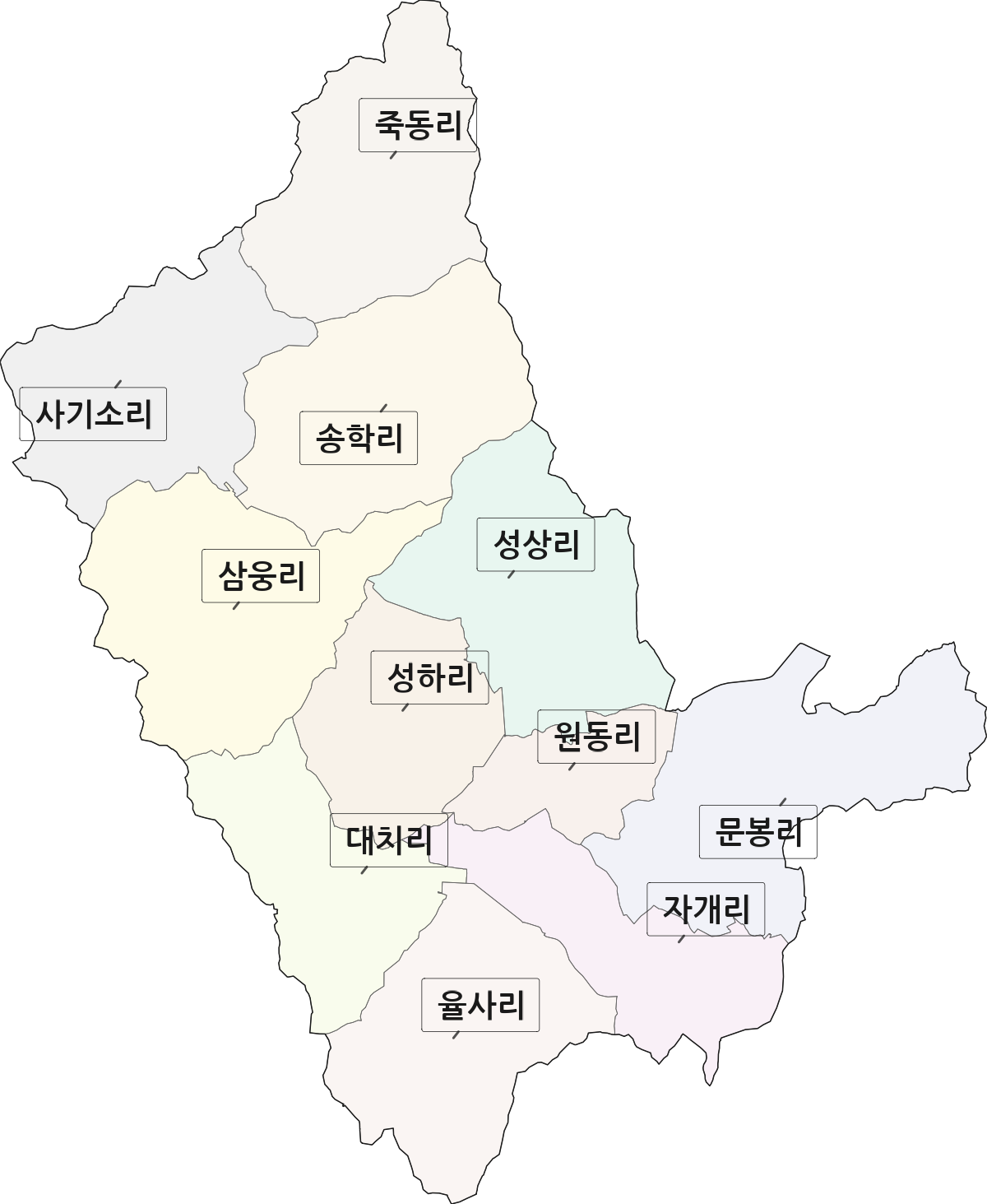 충청남도 당진시 면천면 법정동 리 구분 행정구역 경계 지도