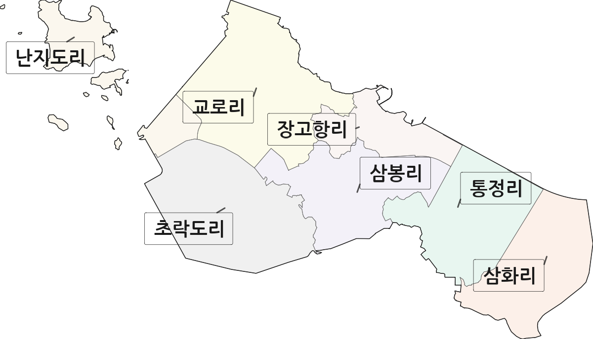 충청남도 당진시 석문면 법정동 리 구분 행정구역 경계 지도