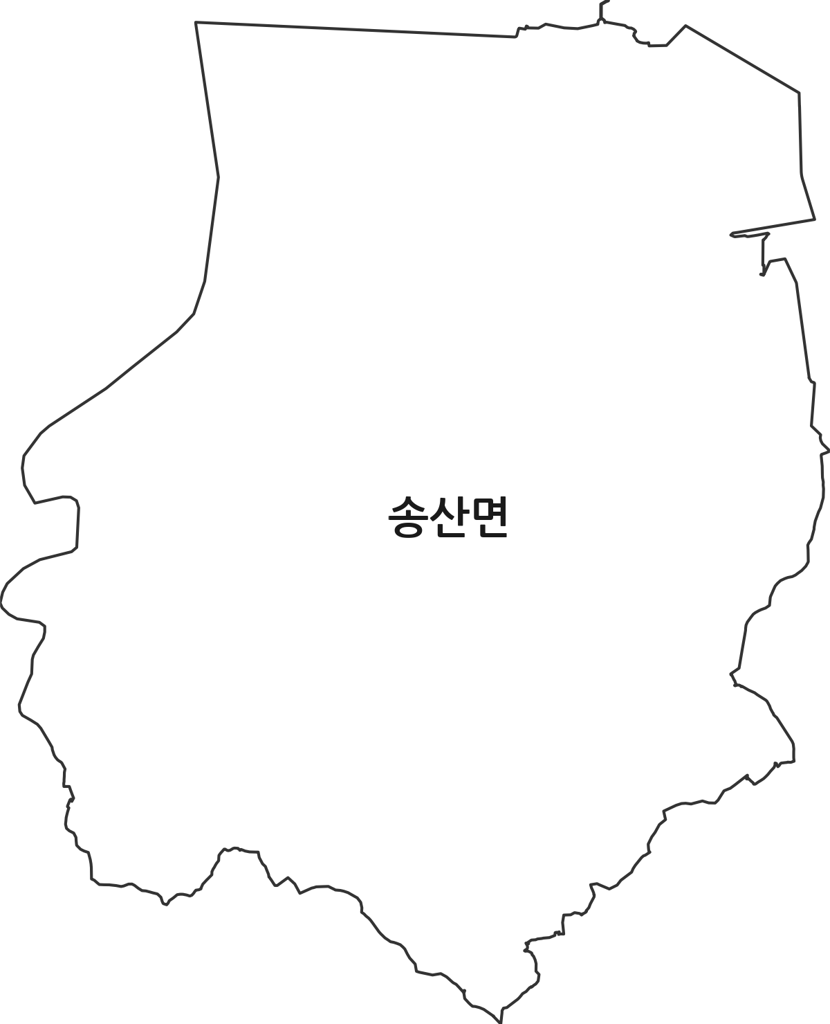 충청남도 당진시 송산면 법정동 행정구역 경계 지도
