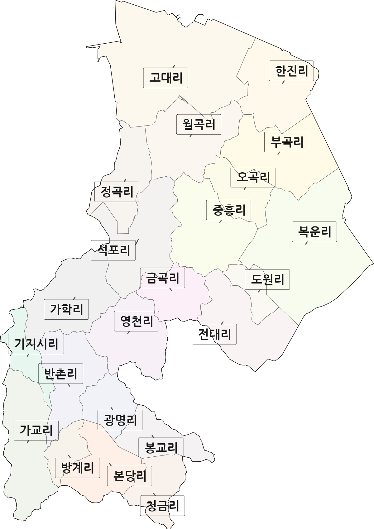 충청남도 당진시 송악읍 법정동 리 구분 행정구역 경계 지도