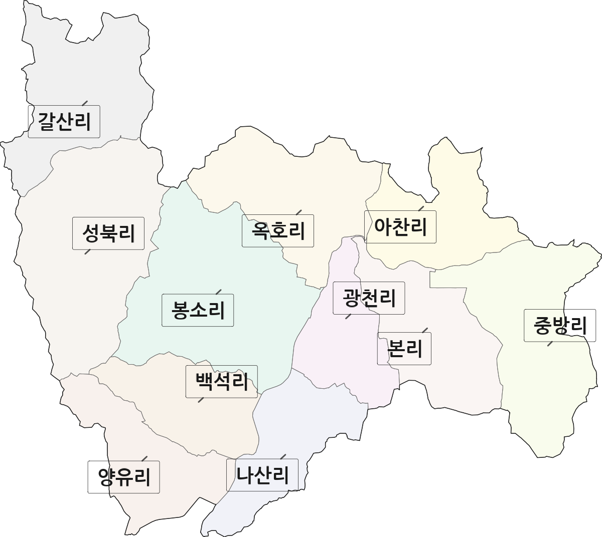 충청남도 당진시 순성면 법정동 리 구분 행정구역 경계 지도