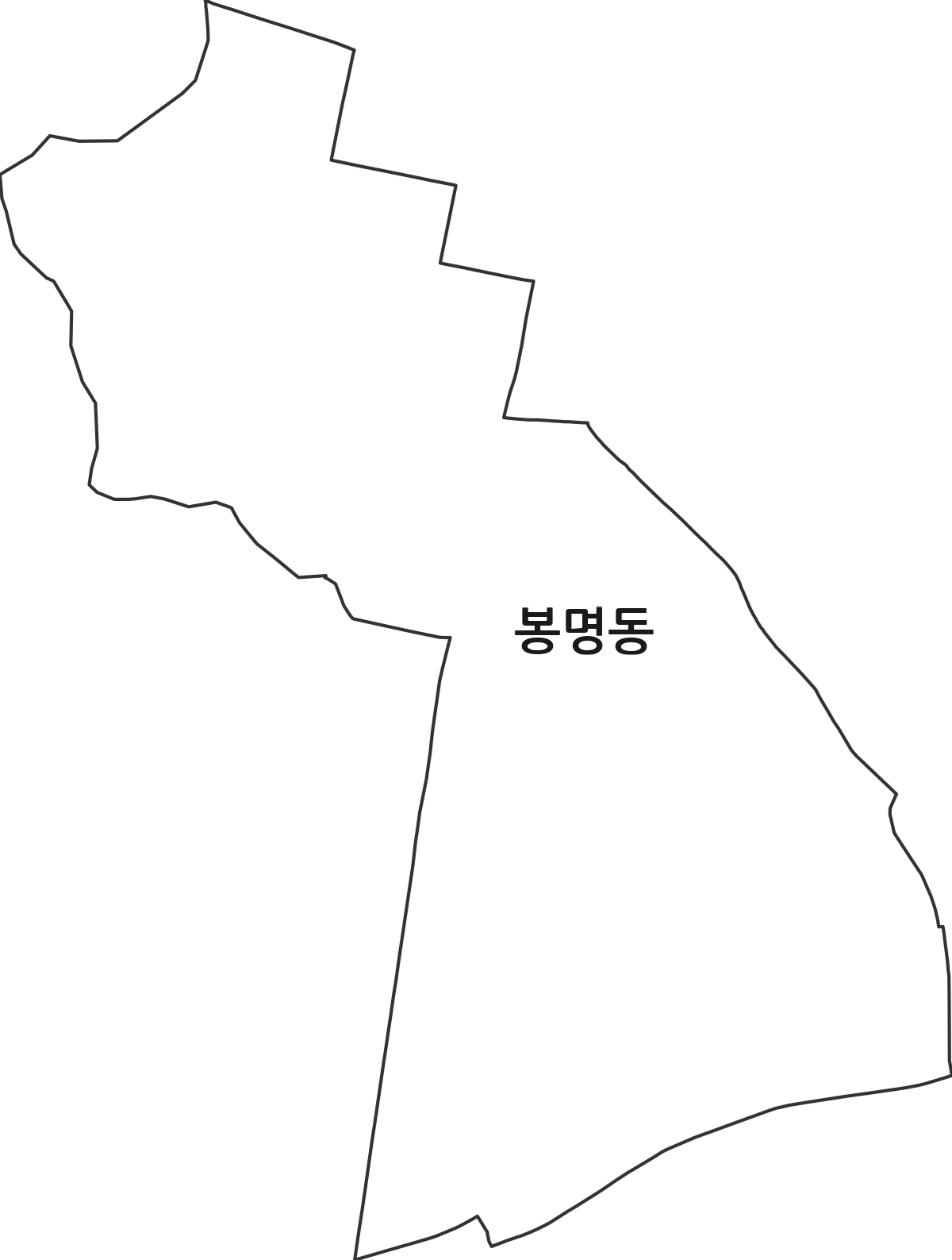 충청남도 천안시 동남구 봉명동 행정동 행정구역 경계 지도