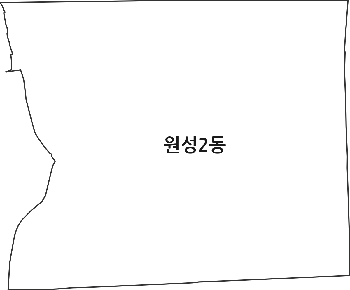 충청남도 천안시 동남구 원성2동 행정동 행정구역 경계 지도