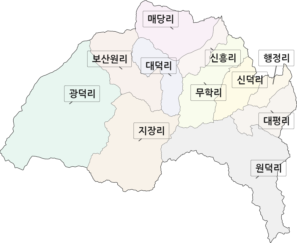 충청남도 천안시 동남구 광덕면 법정동 리 구분 행정구역 경계 지도