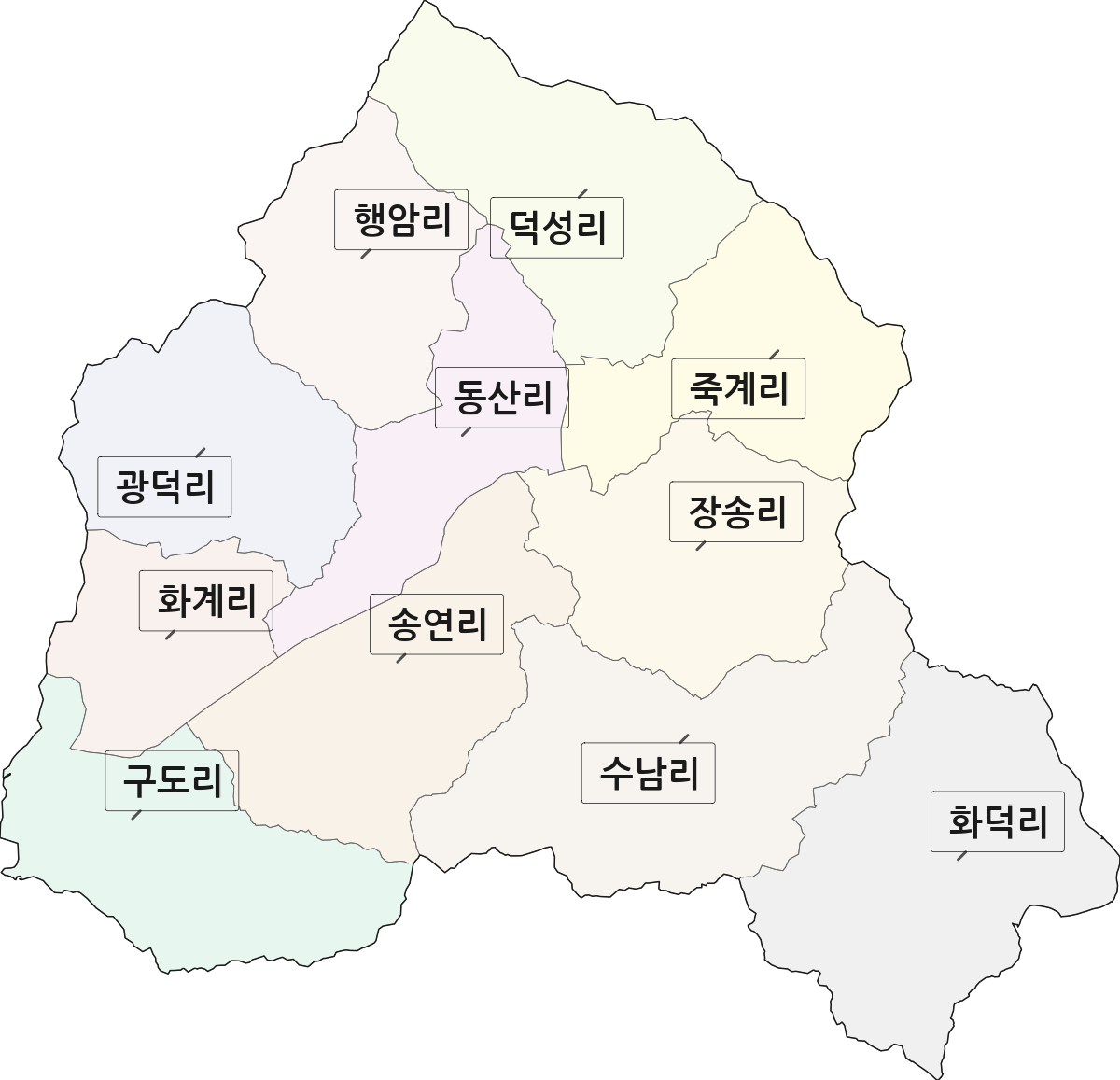 충청남도 천안시 동남구 동면 법정동 리 구분 행정구역 경계 지도