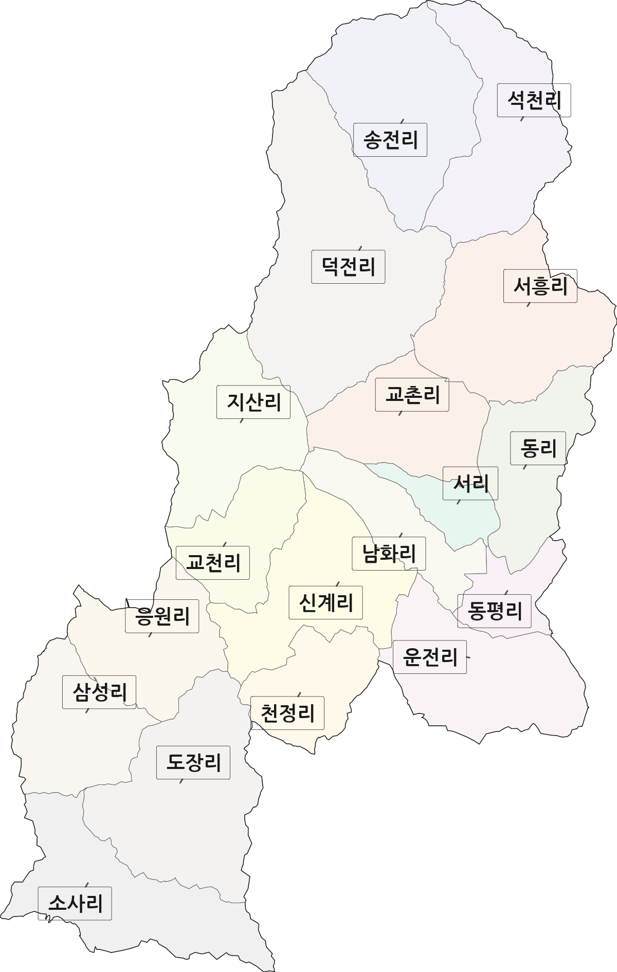 충청남도 천안시 동남구 목천읍 법정동 리 구분 행정구역 경계 지도