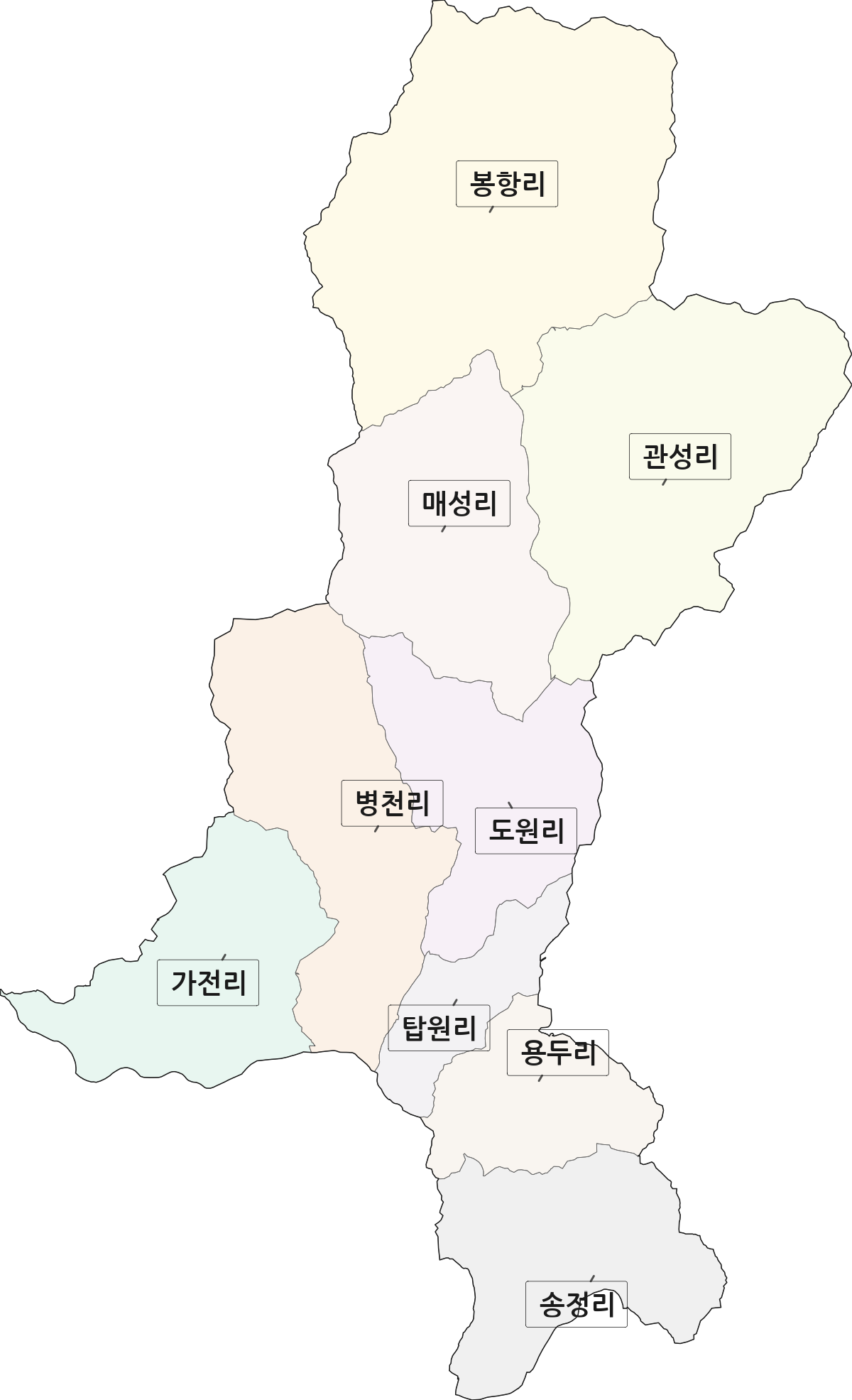 충청남도 천안시 동남구 병천면 법정동 리 구분 행정구역 경계 지도
