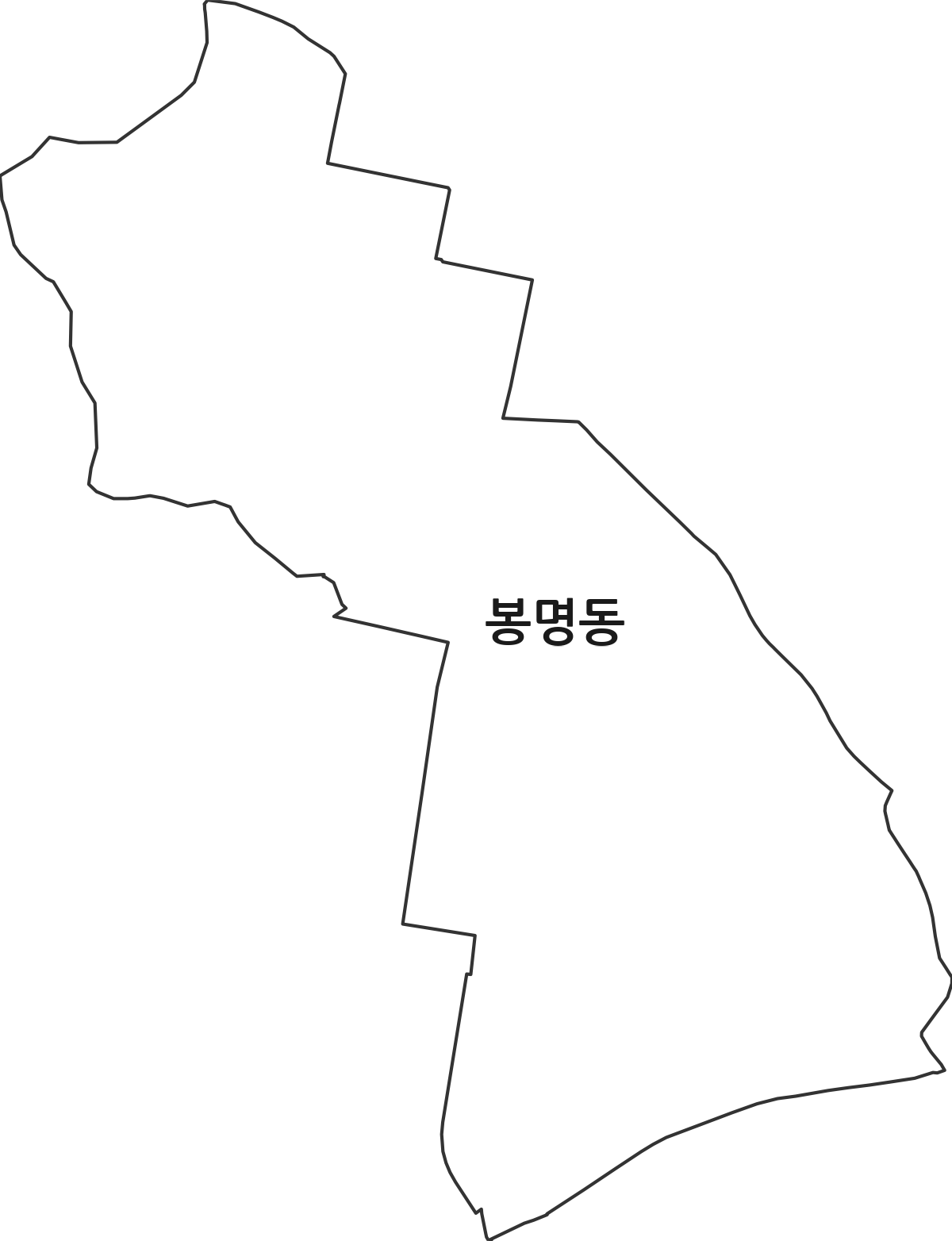 충청남도 천안시 동남구 봉명동 법정동 행정구역 경계 지도