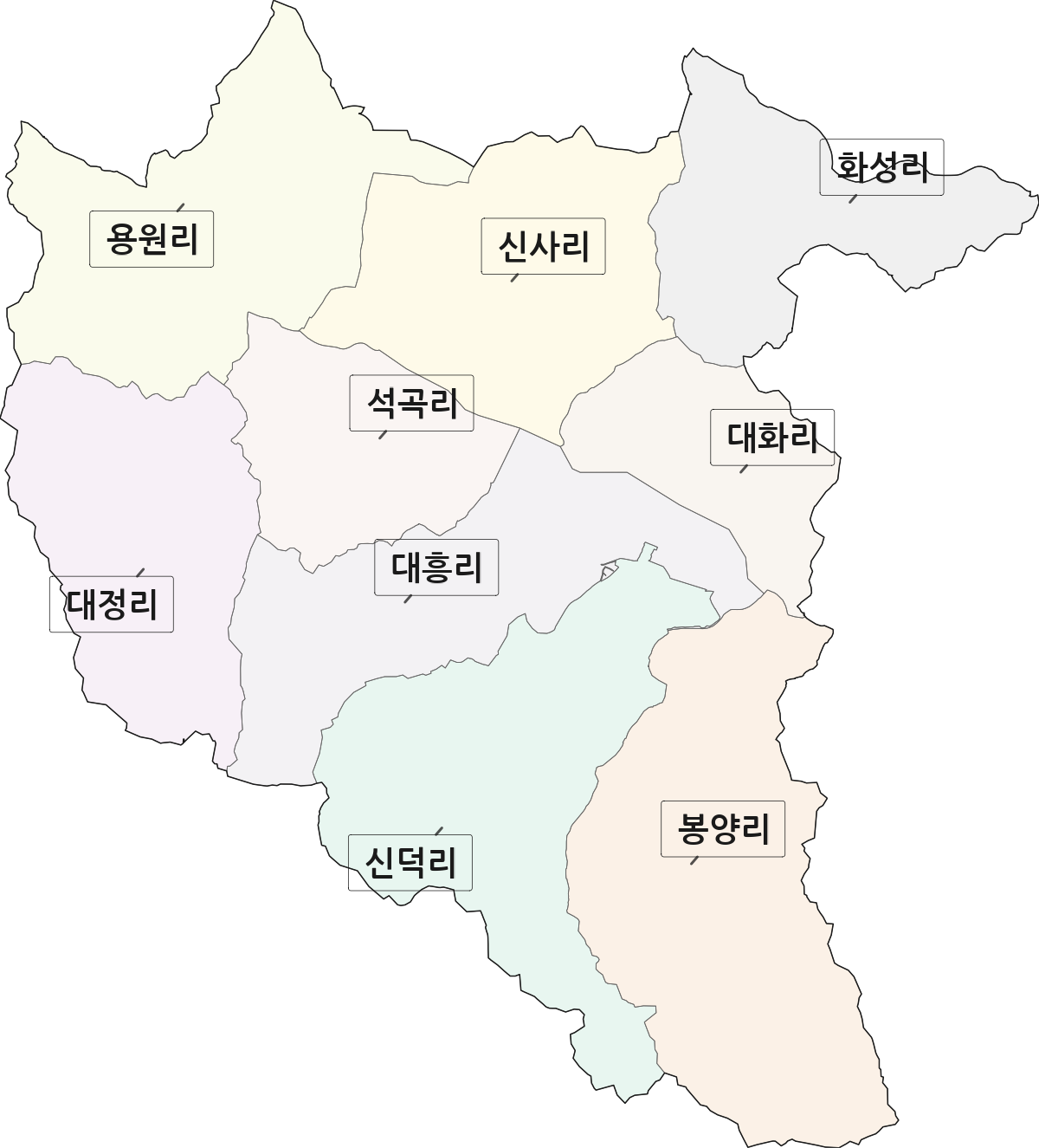 충청남도 천안시 동남구 성남면 법정동 리 구분 행정구역 경계 지도