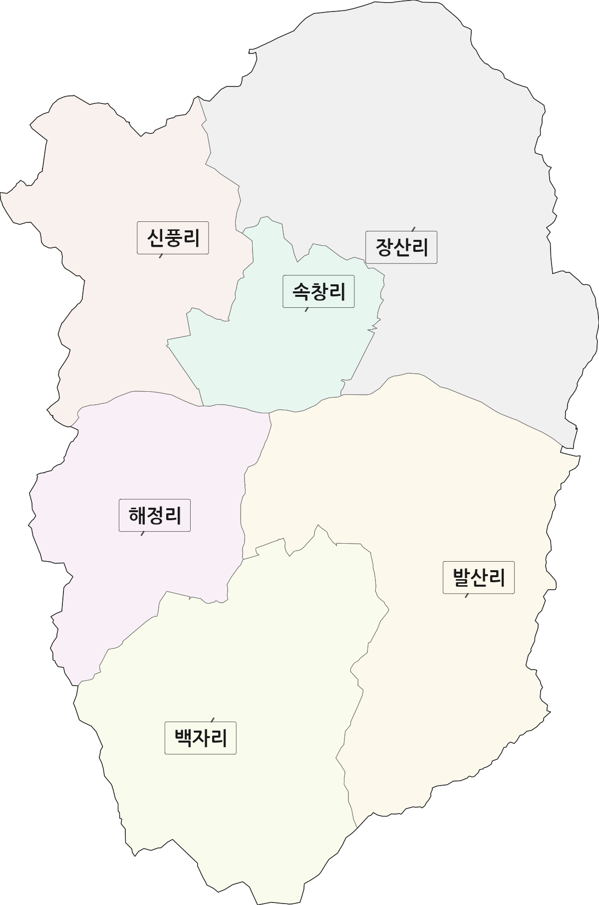 충청남도 천안시 동남구 수신면 법정동 리 구분 행정구역 경계 지도