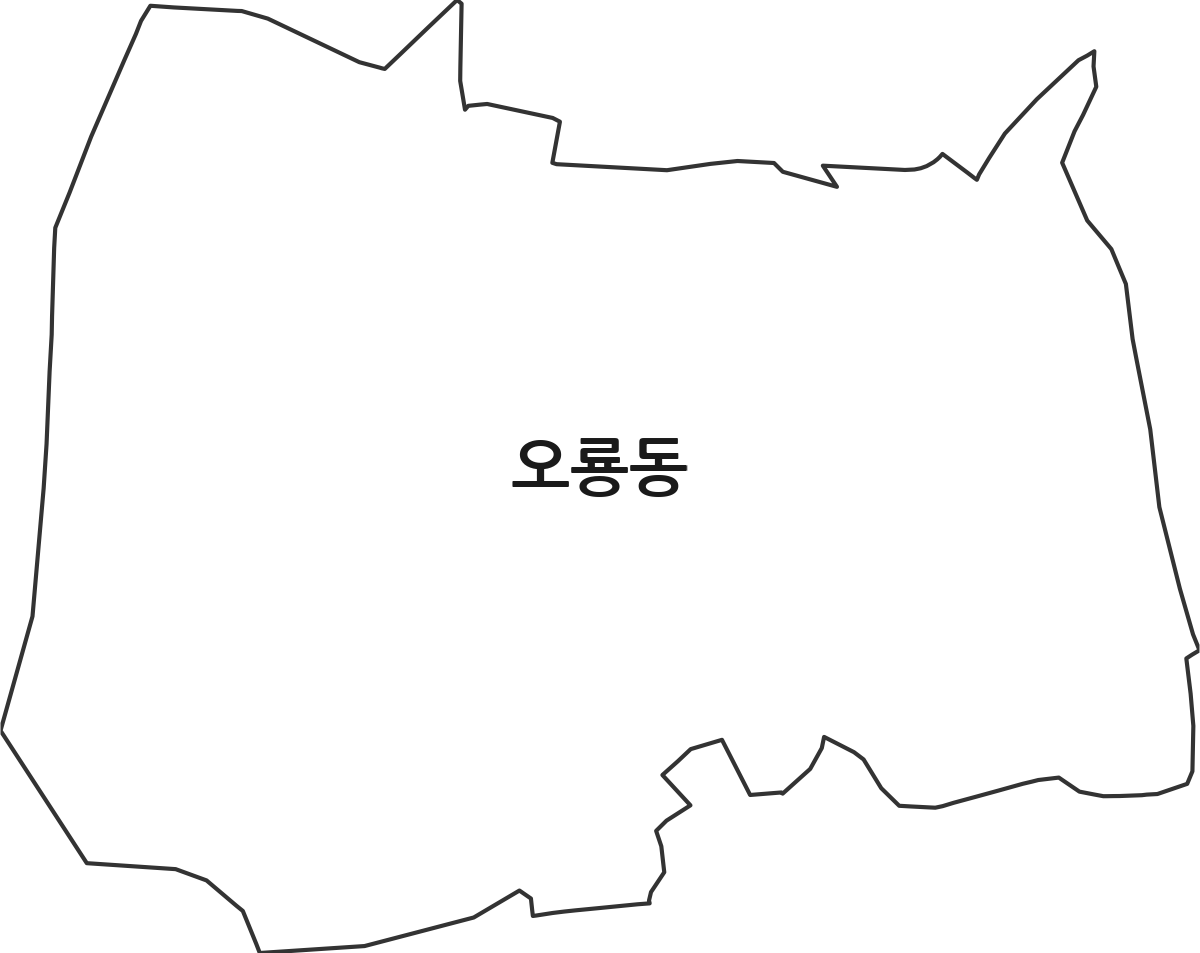 충청남도 천안시 동남구 오룡동 법정동 행정구역 경계 지도