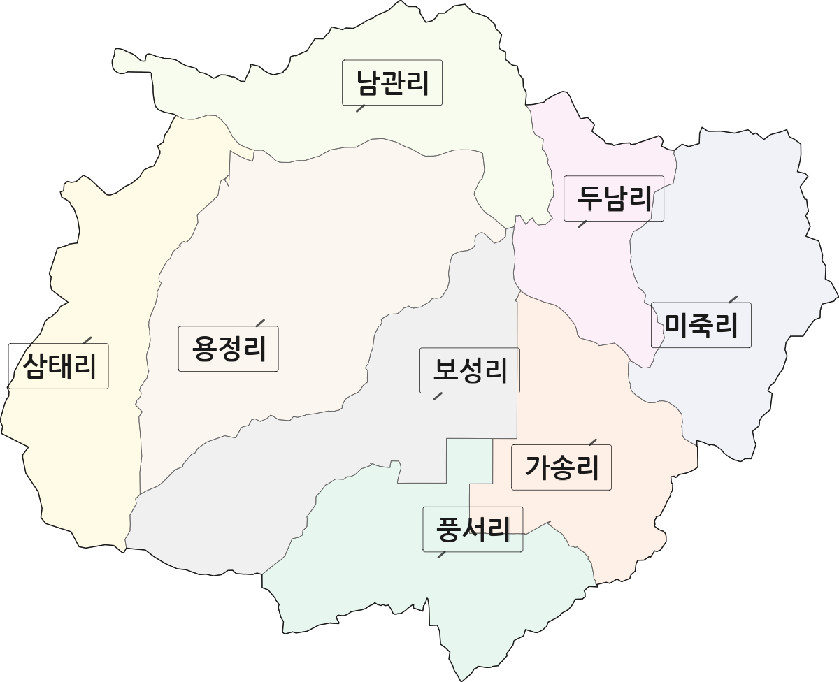 충청남도 천안시 동남구 풍세면 법정동 리 구분 행정구역 경계 지도