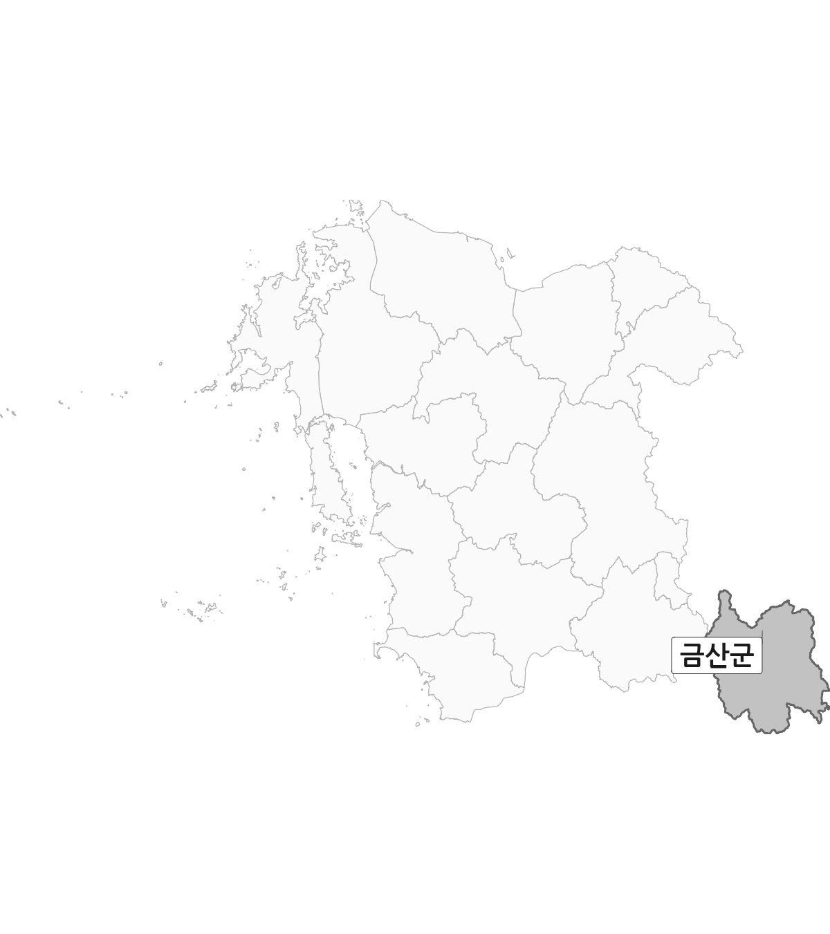 충청남도 범위 내 금산군 행정구역 경계 지도