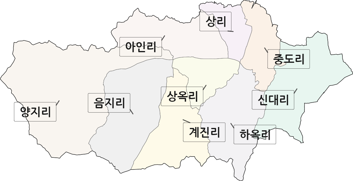충청남도 금산군 금산읍 법정동 리 구분 행정구역 경계 지도