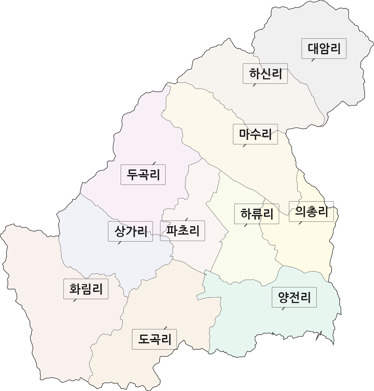 충청남도 금산군 금성면 법정동 리 구분 행정구역 경계 지도