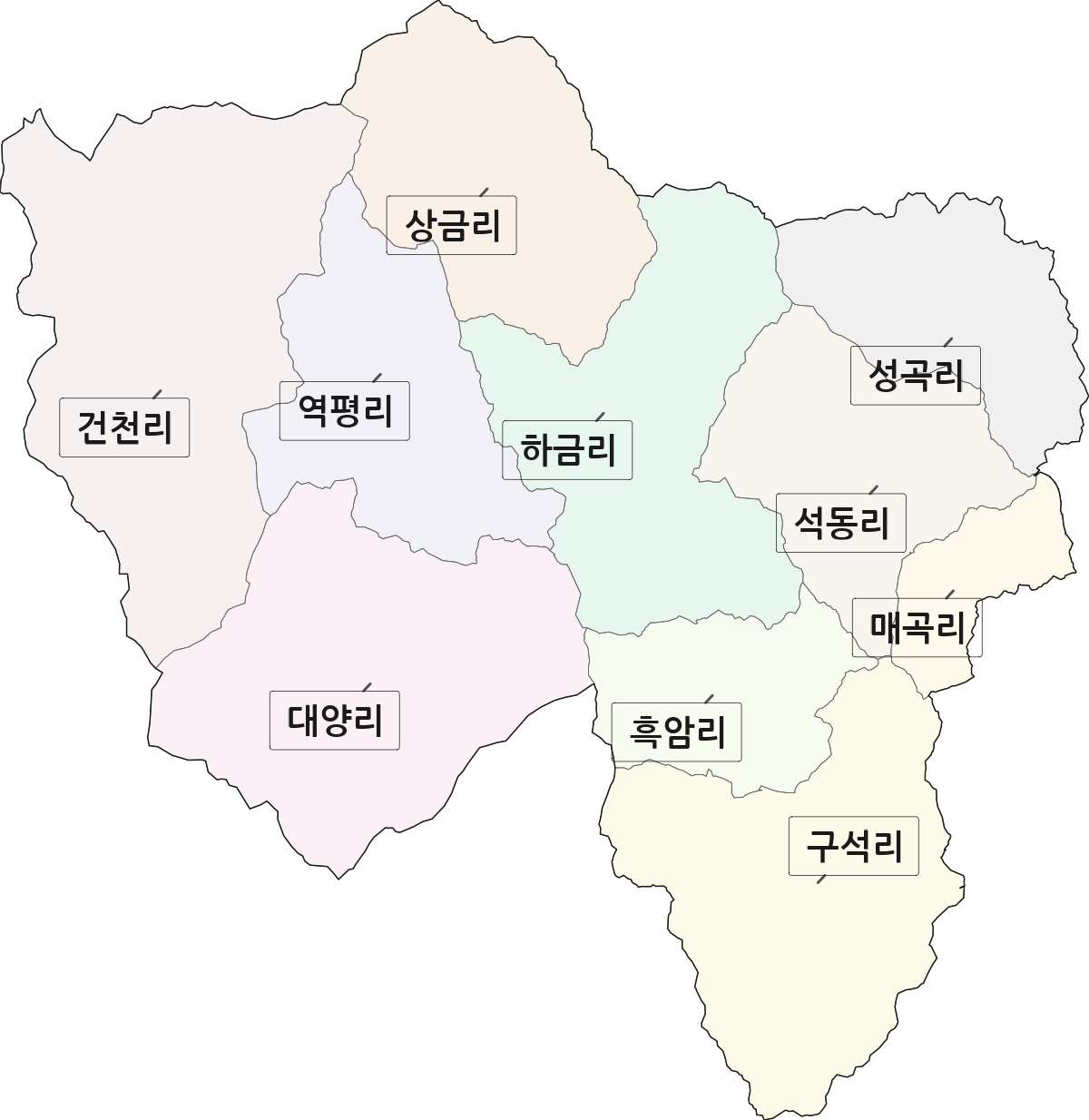 충청남도 금산군 남이면 법정동 리 구분 행정구역 경계 지도