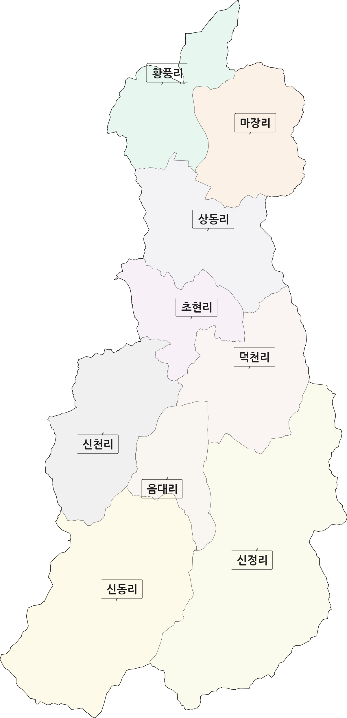 충청남도 금산군 남일면 법정동 리 구분 행정구역 경계 지도