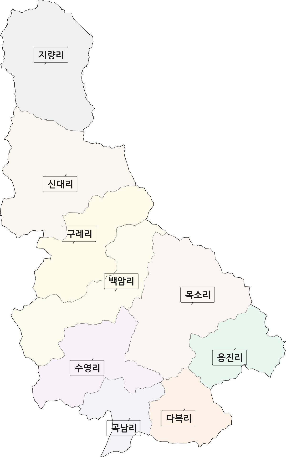 충청남도 금산군 복수면 법정동 리 구분 행정구역 경계 지도
