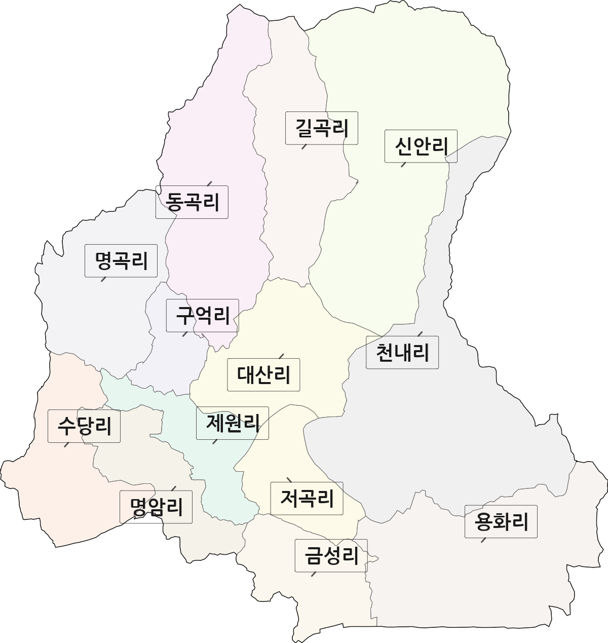 충청남도 금산군 제원면 법정동 리 구분 행정구역 경계 지도