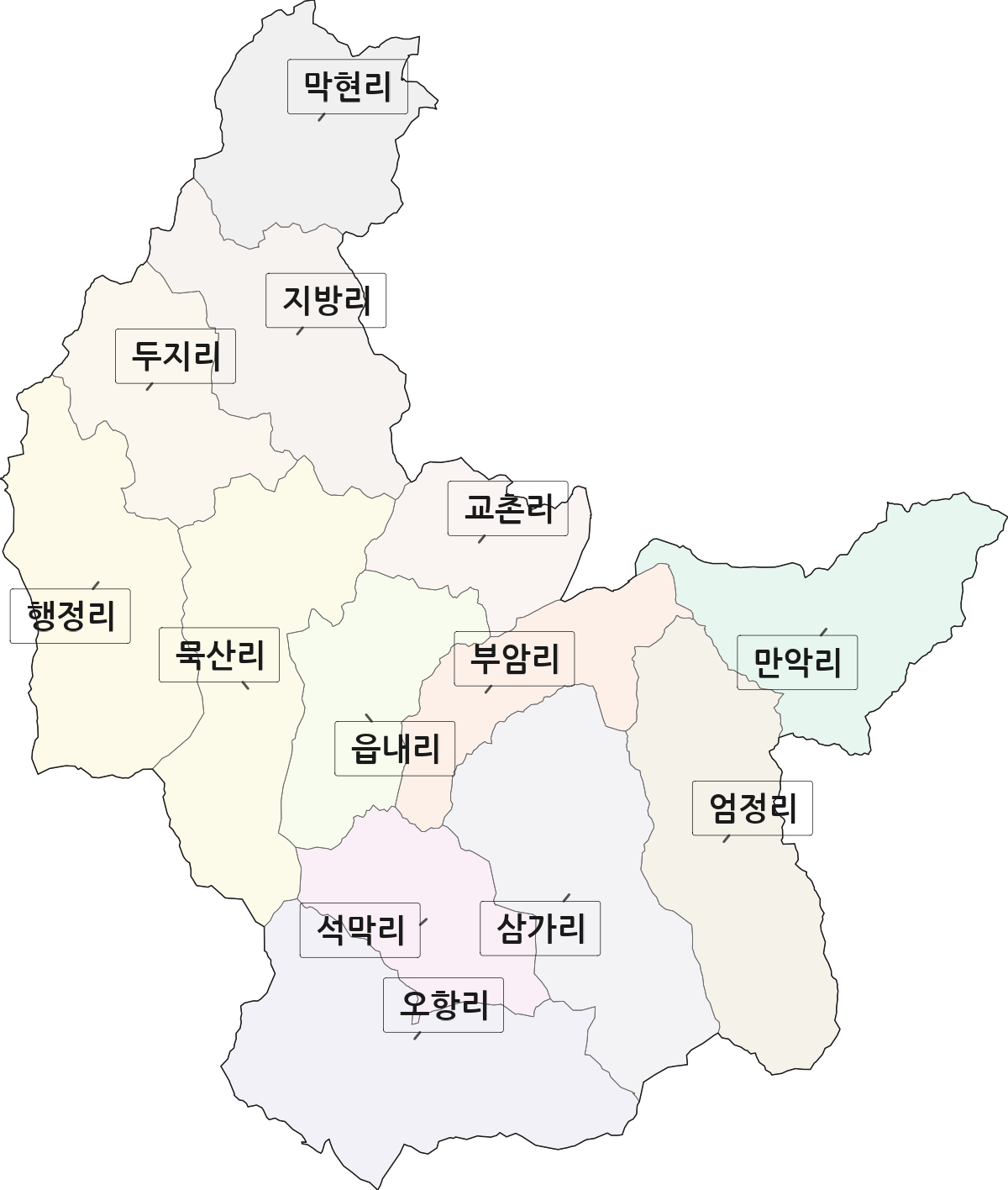 충청남도 금산군 진산면 법정동 리 구분 행정구역 경계 지도