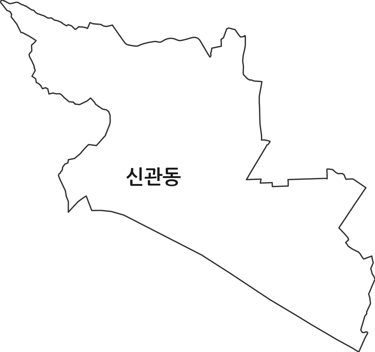 충청남도 공주시 신관동 행정동 행정구역 경계 지도