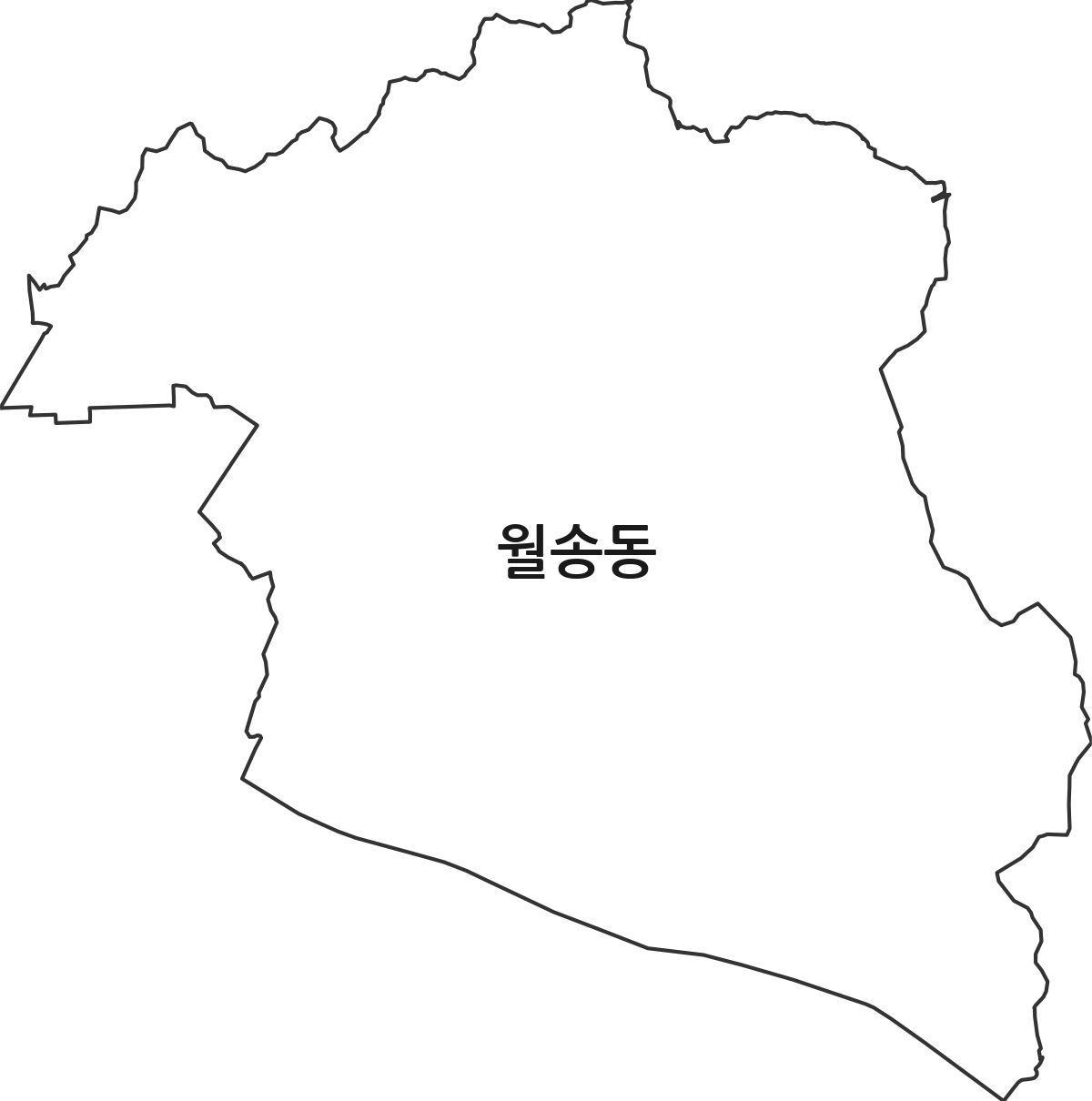 충청남도 공주시 월송동 행정동 행정구역 경계 지도