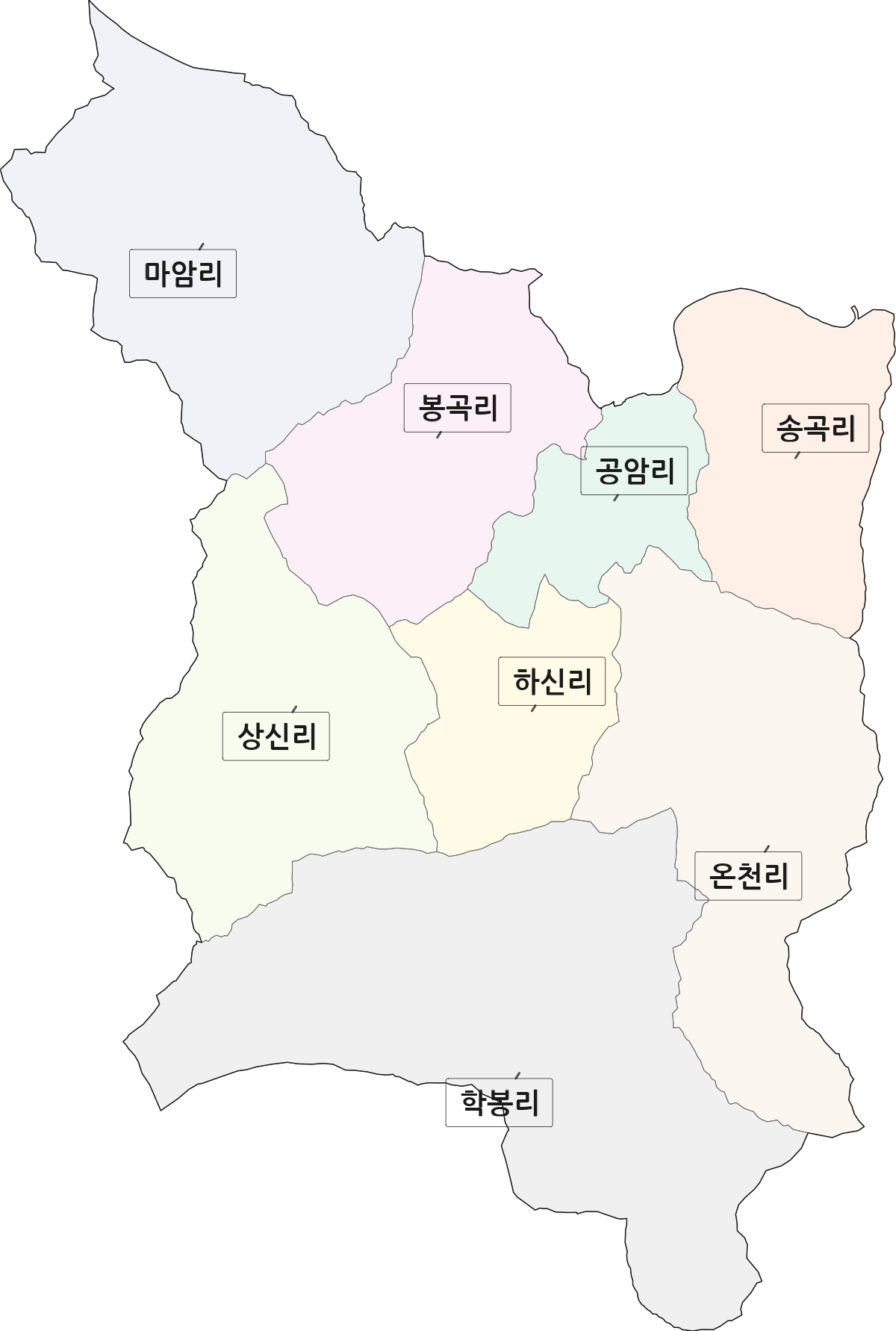 충청남도 공주시 반포면 법정동 리 구분 행정구역 경계 지도