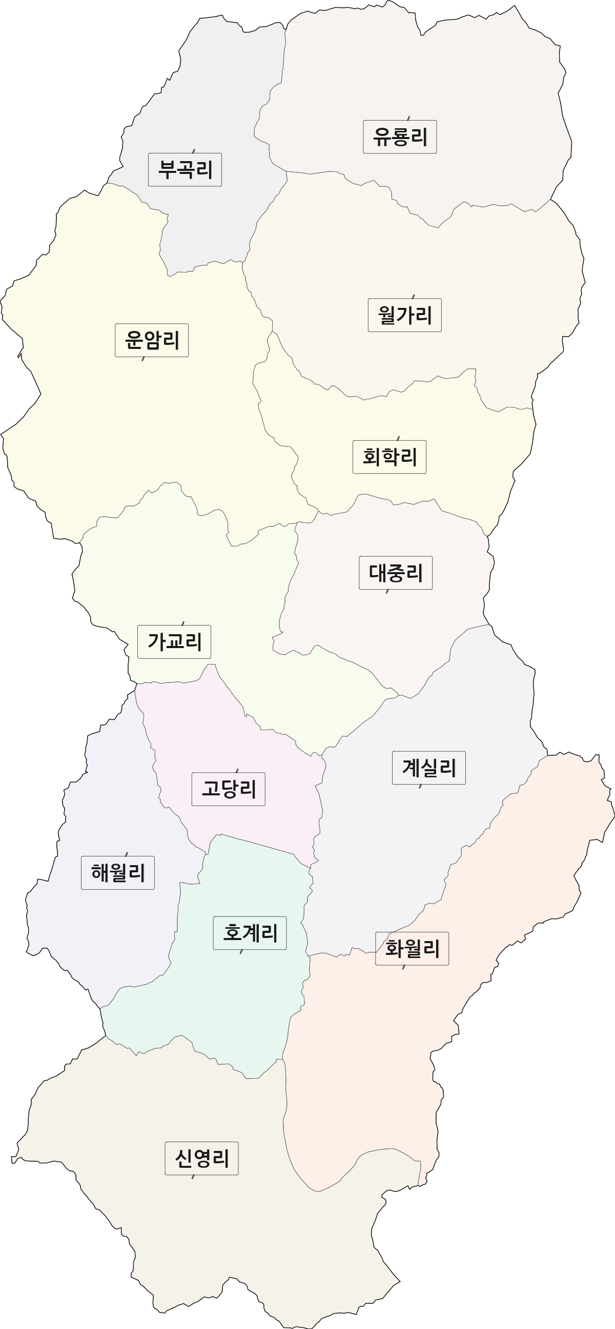 충청남도 공주시 사곡면 법정동 리 구분 행정구역 경계 지도