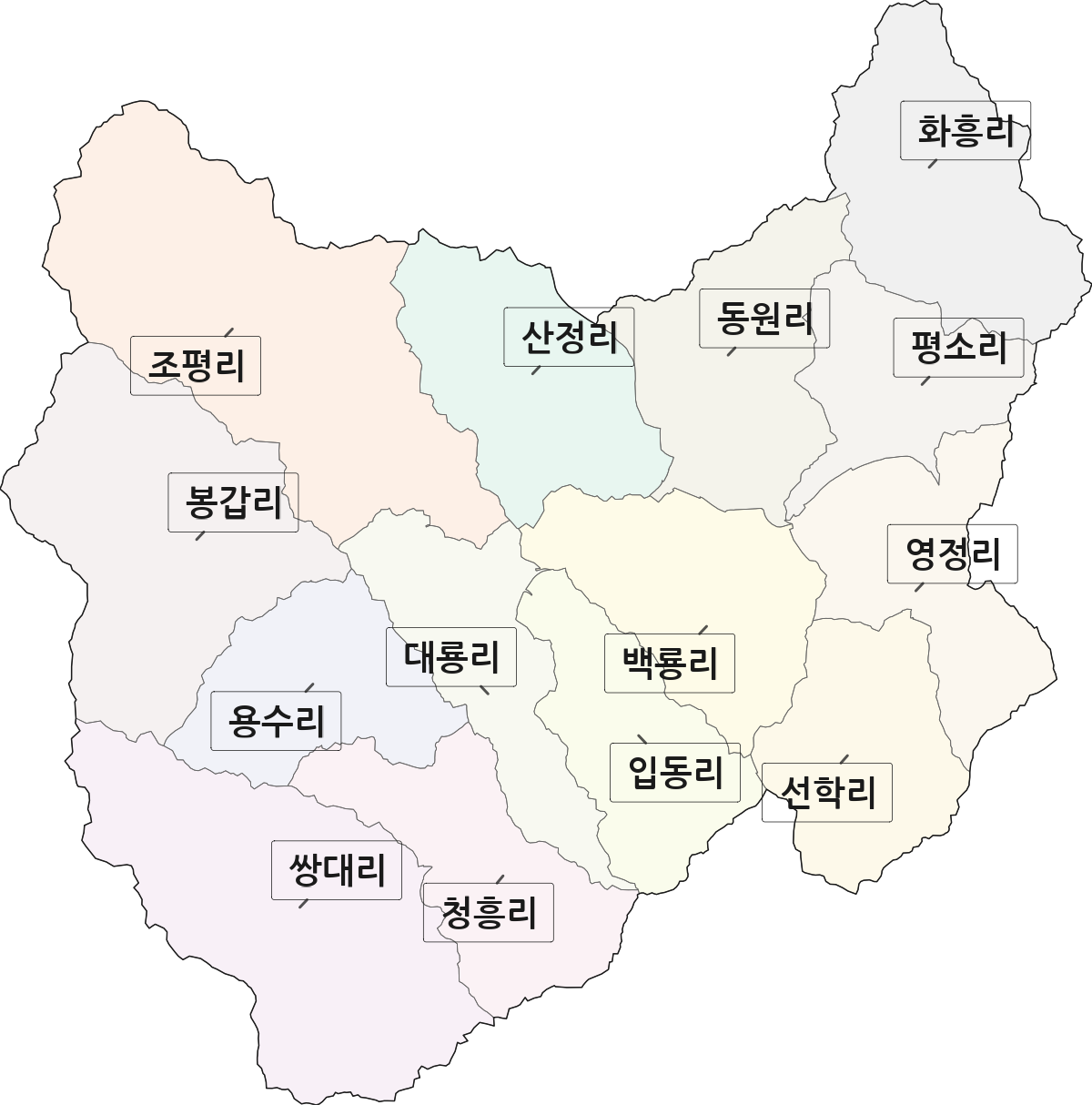 충청남도 공주시 신풍면 법정동 리 구분 행정구역 경계 지도